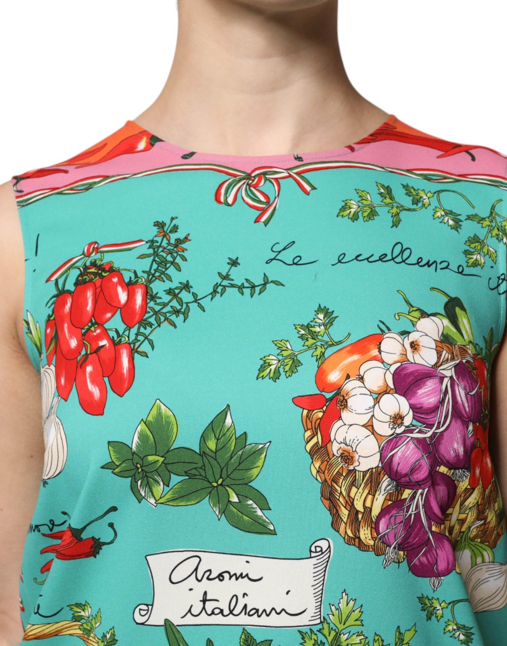 Dolce & Gabbana Multicolor Floral Silk Sleeveless Tank Top - Hilstor
