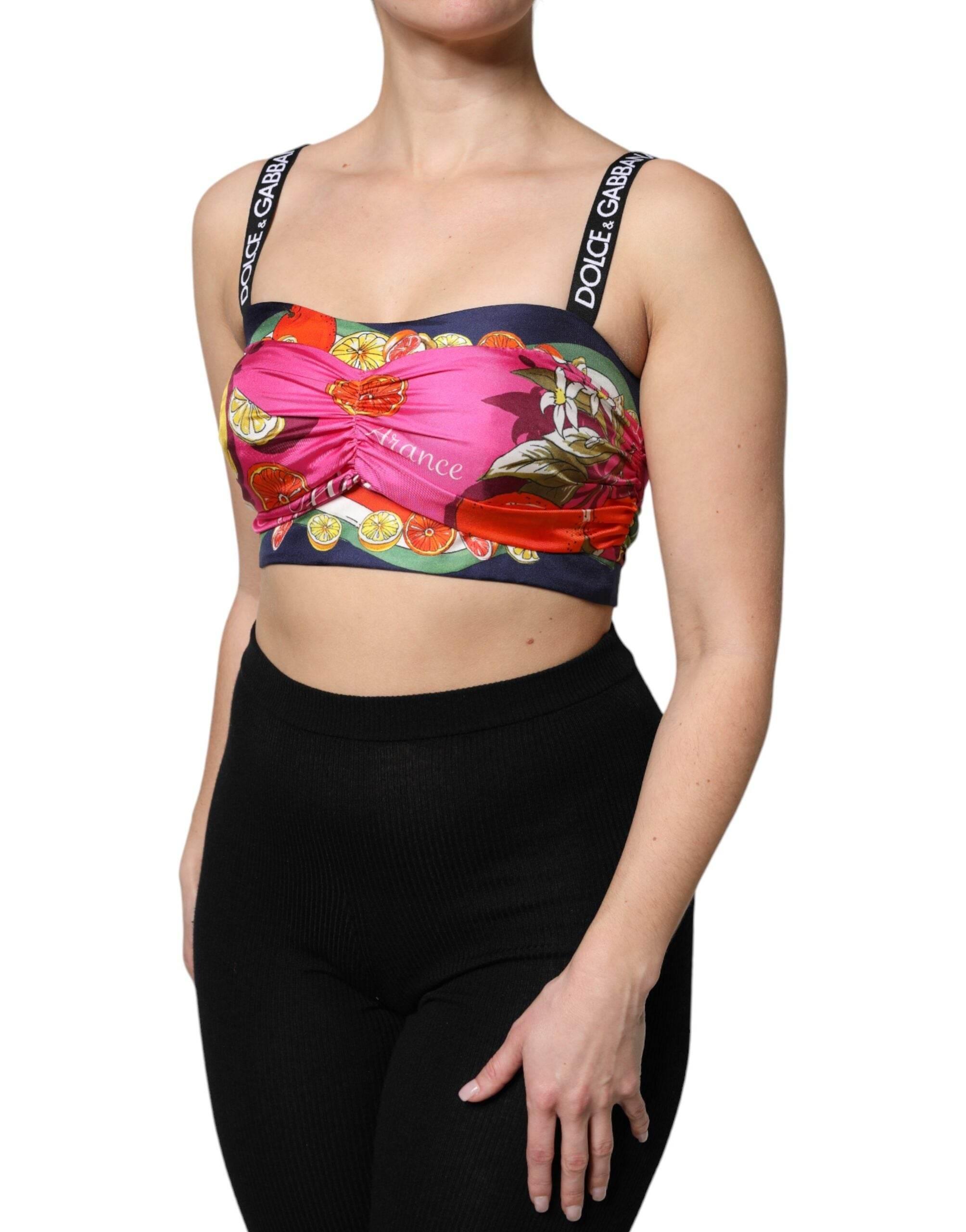 Dolce & Gabbana Multicolor Floral Sleeveless Bustier Cropped Top - Hilstor