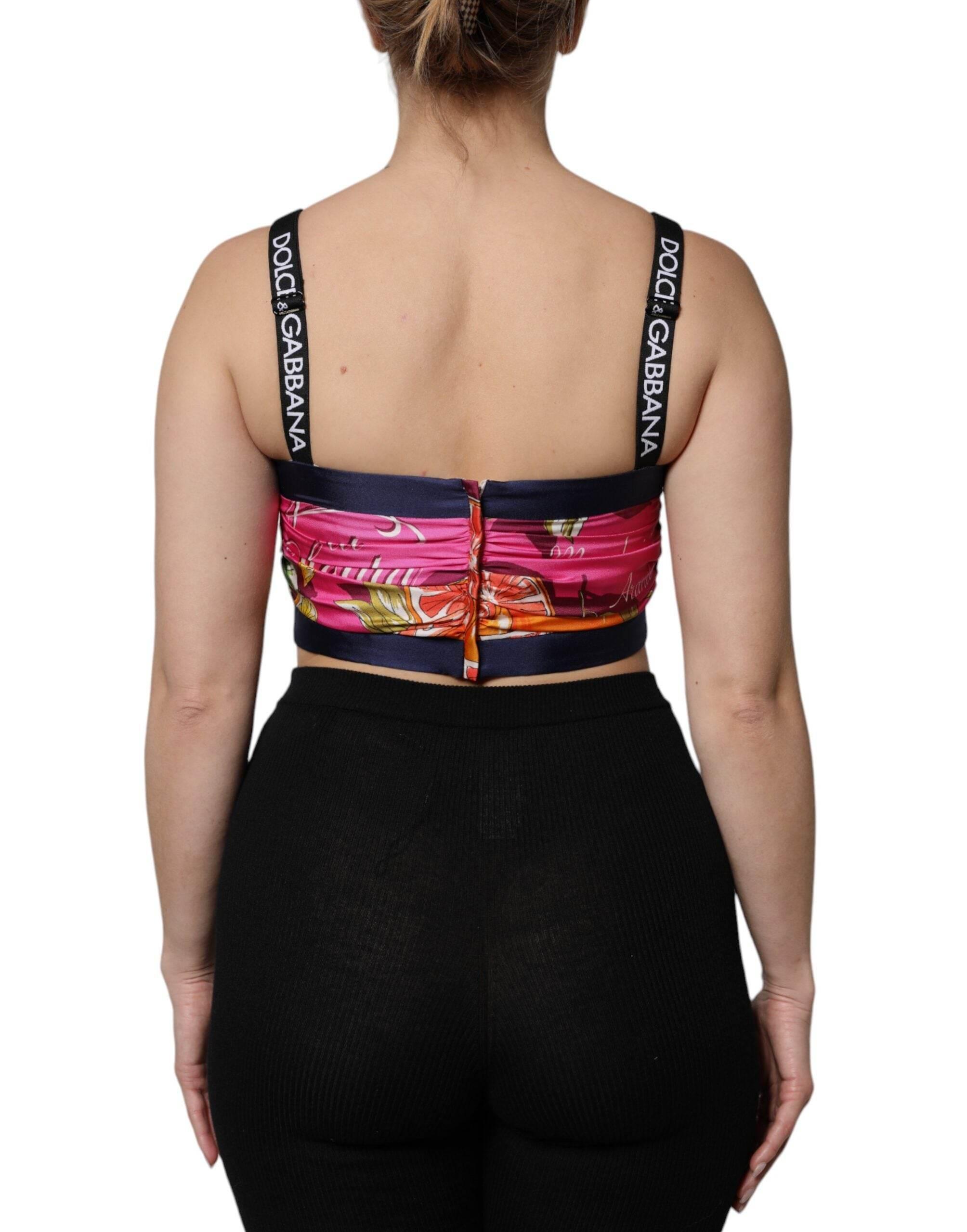 Dolce & Gabbana Multicolor Floral Sleeveless Bustier Cropped Top - Hilstor