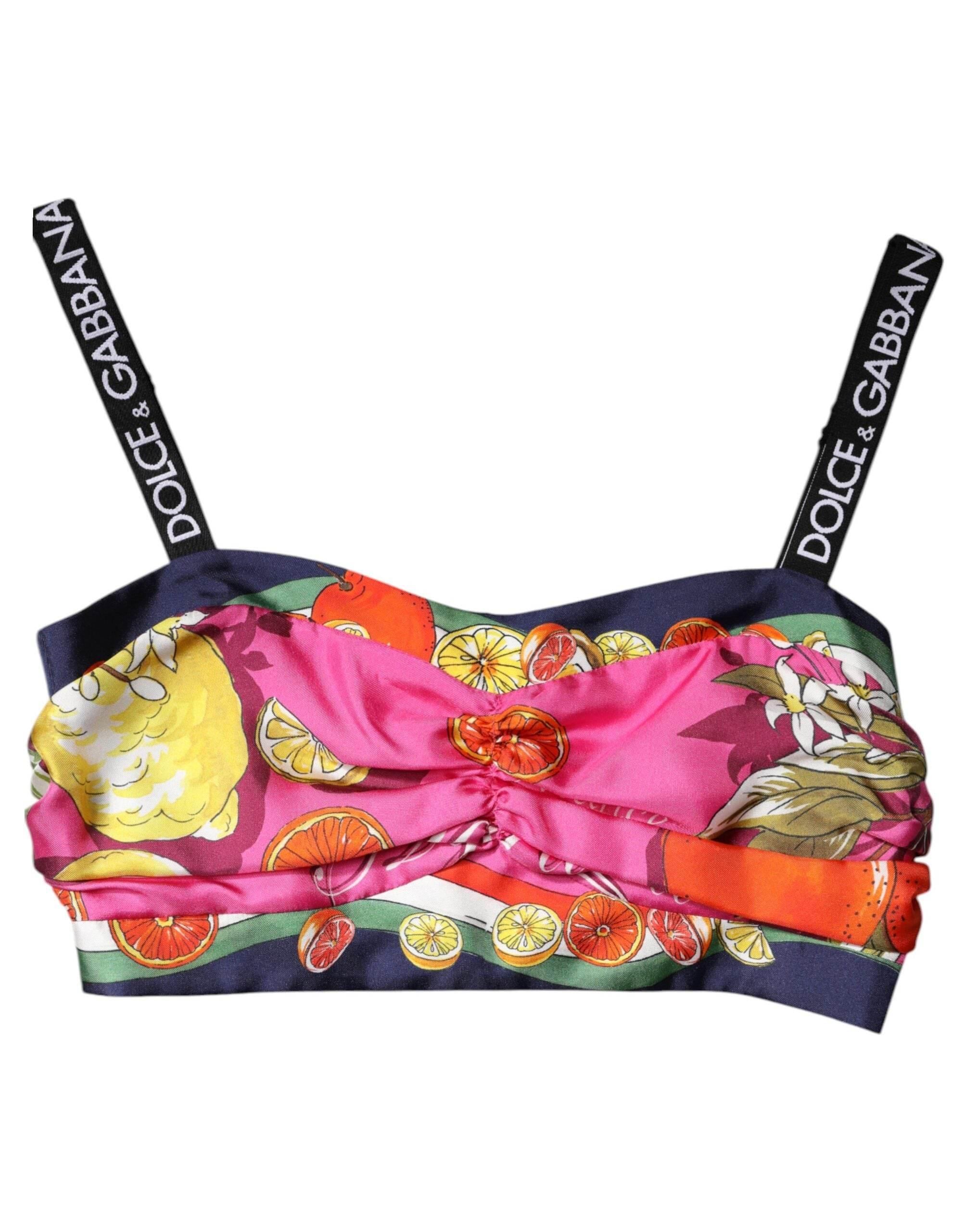Dolce & Gabbana Multicolor Floral Sleeveless Bustier Cropped Top - Hilstor