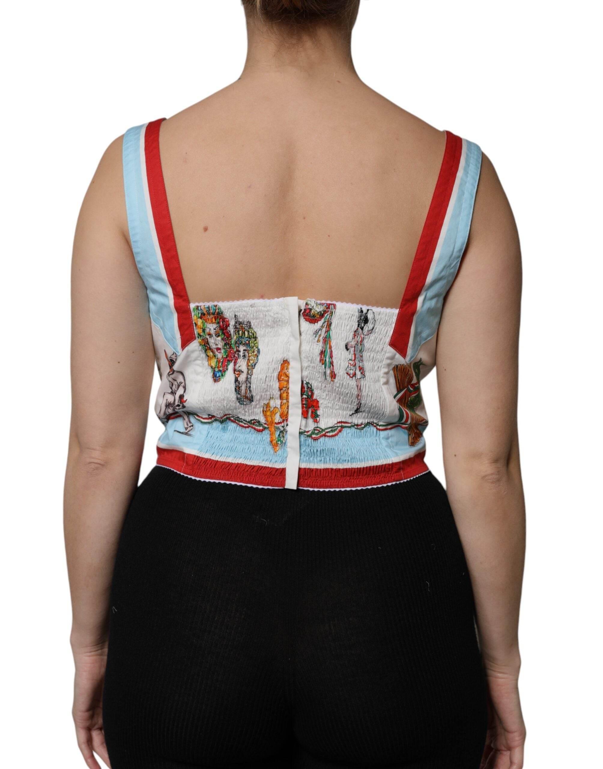 Dolce & Gabbana White Vegetable Print Sweetheart Cropped Top - Hilstor