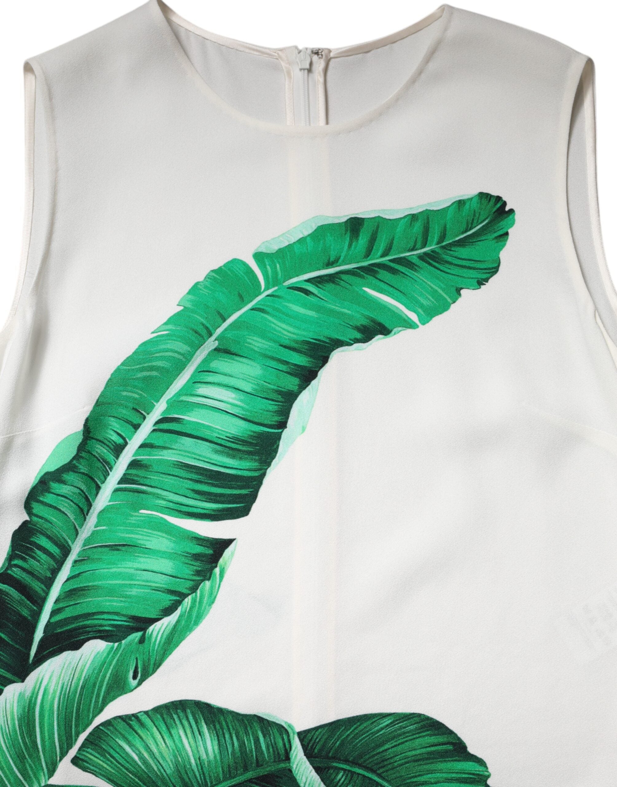 Dolce &amp; Gabbana hvid bananblad print rund hals tank top