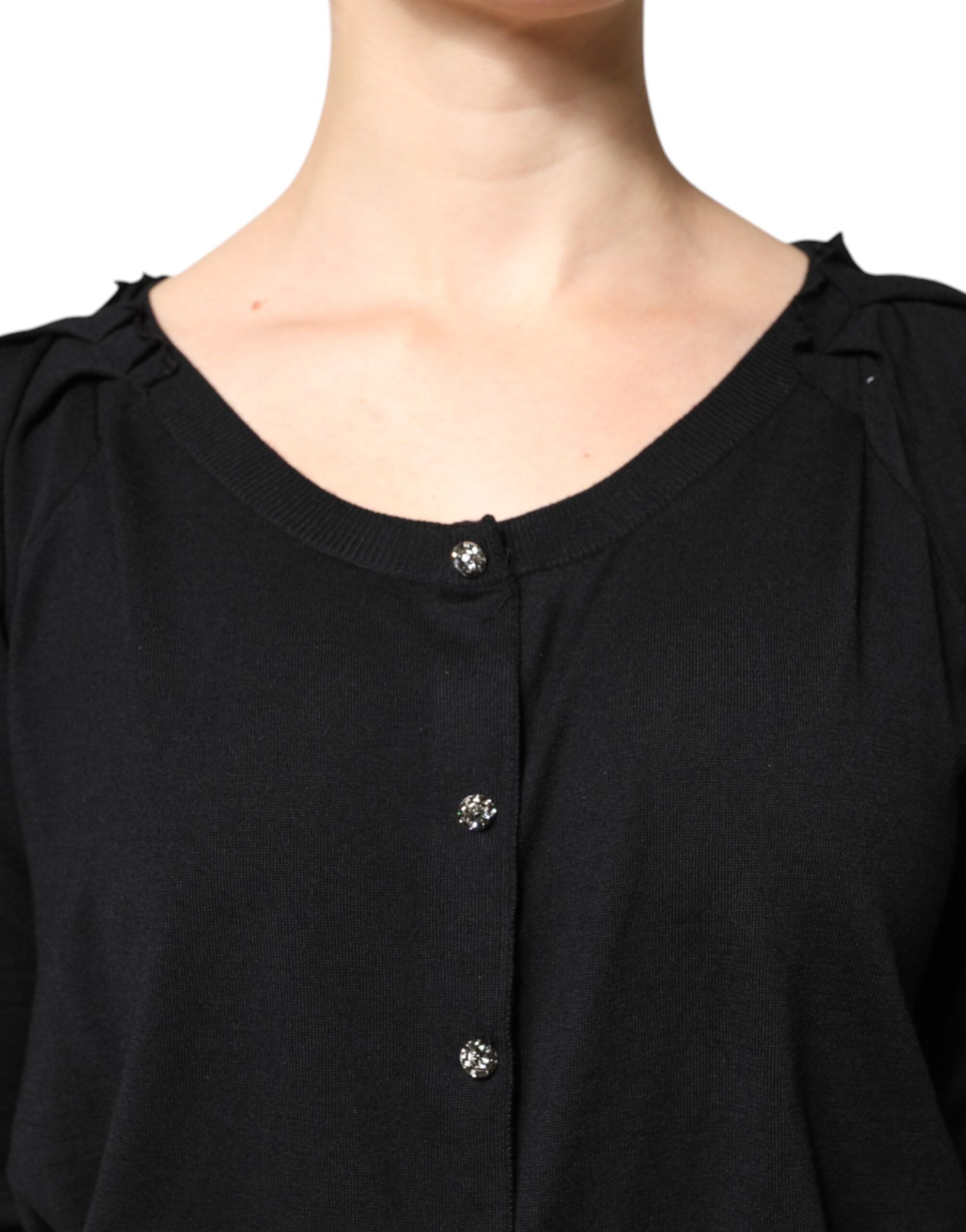 Dolce &amp; Gabbana Sort Button Down Kortærmet Bluse Top