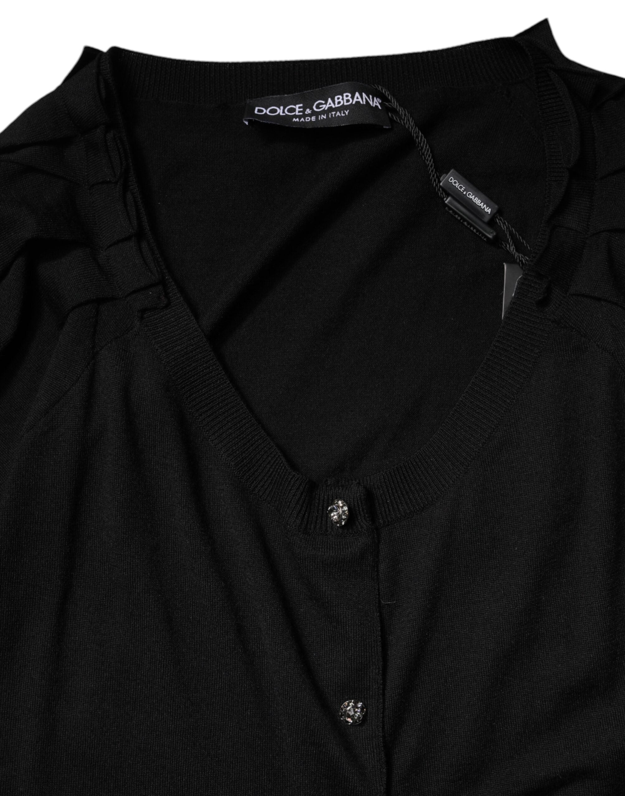 Dolce &amp; Gabbana Sort Button Down Kortærmet Bluse Top