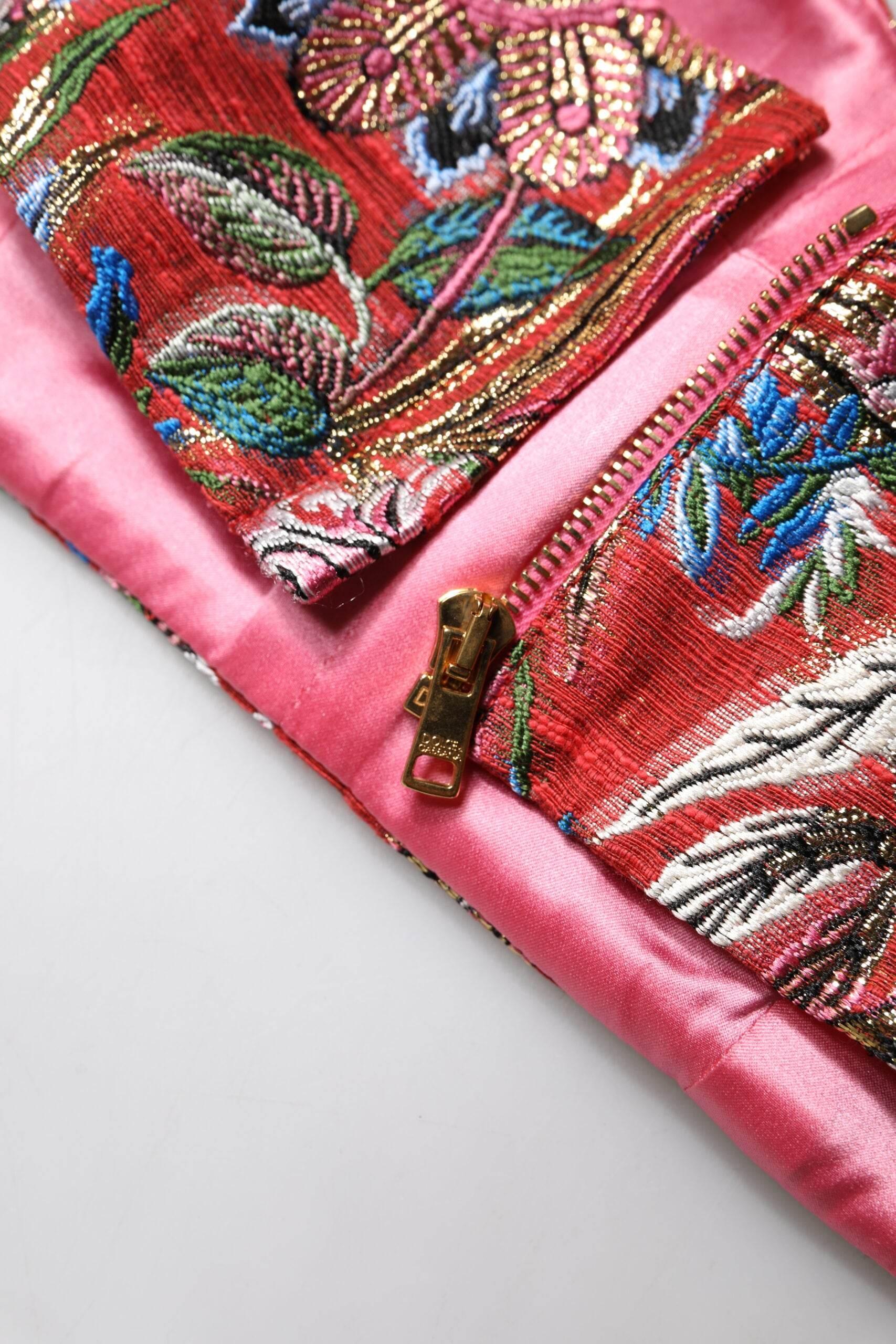 Dolce & Gabbana Red Floral Brocade Cropped Bustier Corset Top - Hilstor