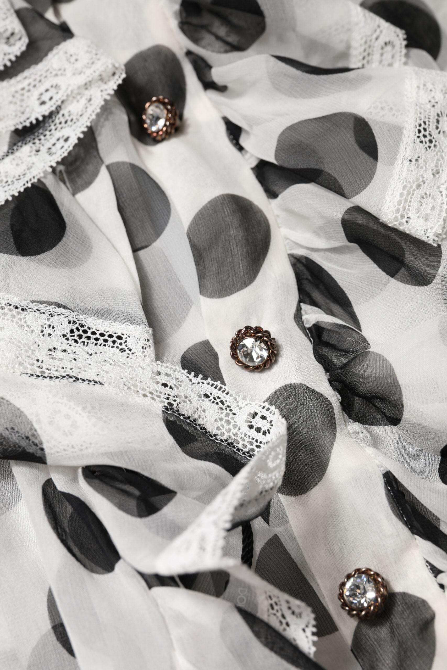Dolce & Gabbana White Black Polka Dot Cotton Sleeveless Top - Hilstor