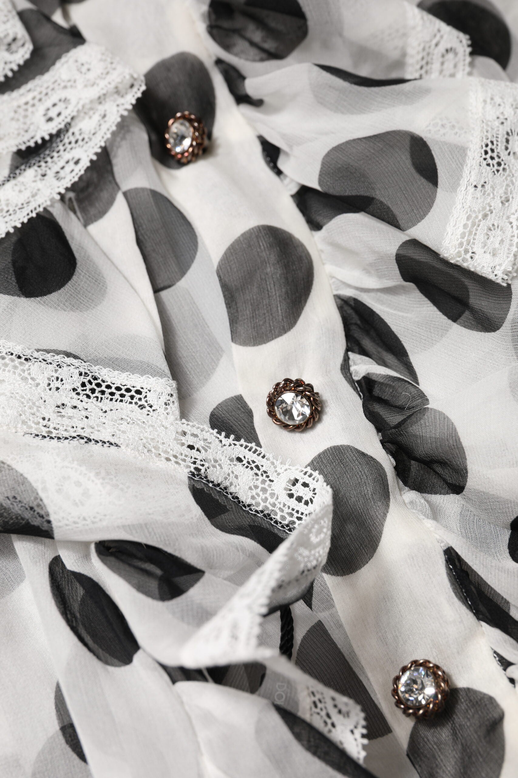 Dolce &amp; Gabbana Hvid Sort Polka Dot Bomuld ærmeløs top
