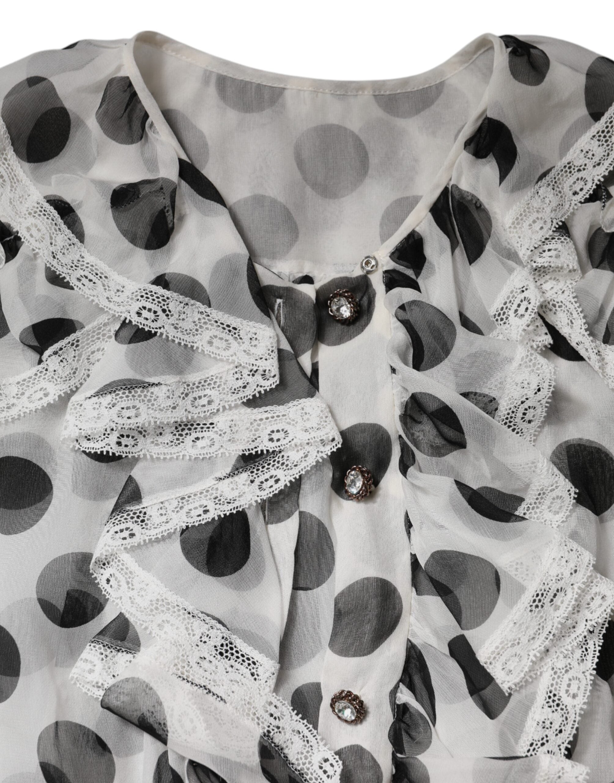 Dolce &amp; Gabbana Hvid Sort Polka Dot Bomuld ærmeløs top