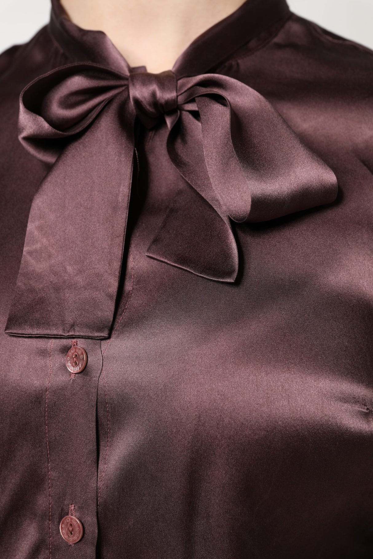 Dolce &amp; Gabbana Brown Ascot Collar langærmet blusetop