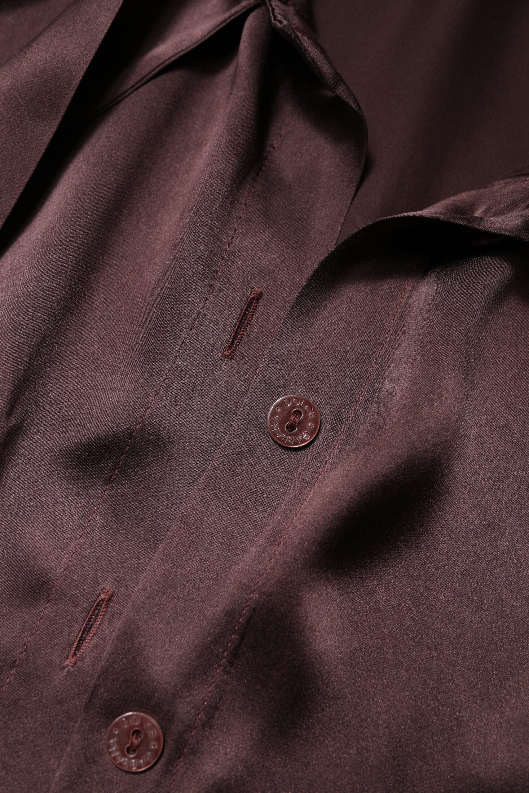 Dolce &amp; Gabbana Brown Ascot Collar langærmet blusetop