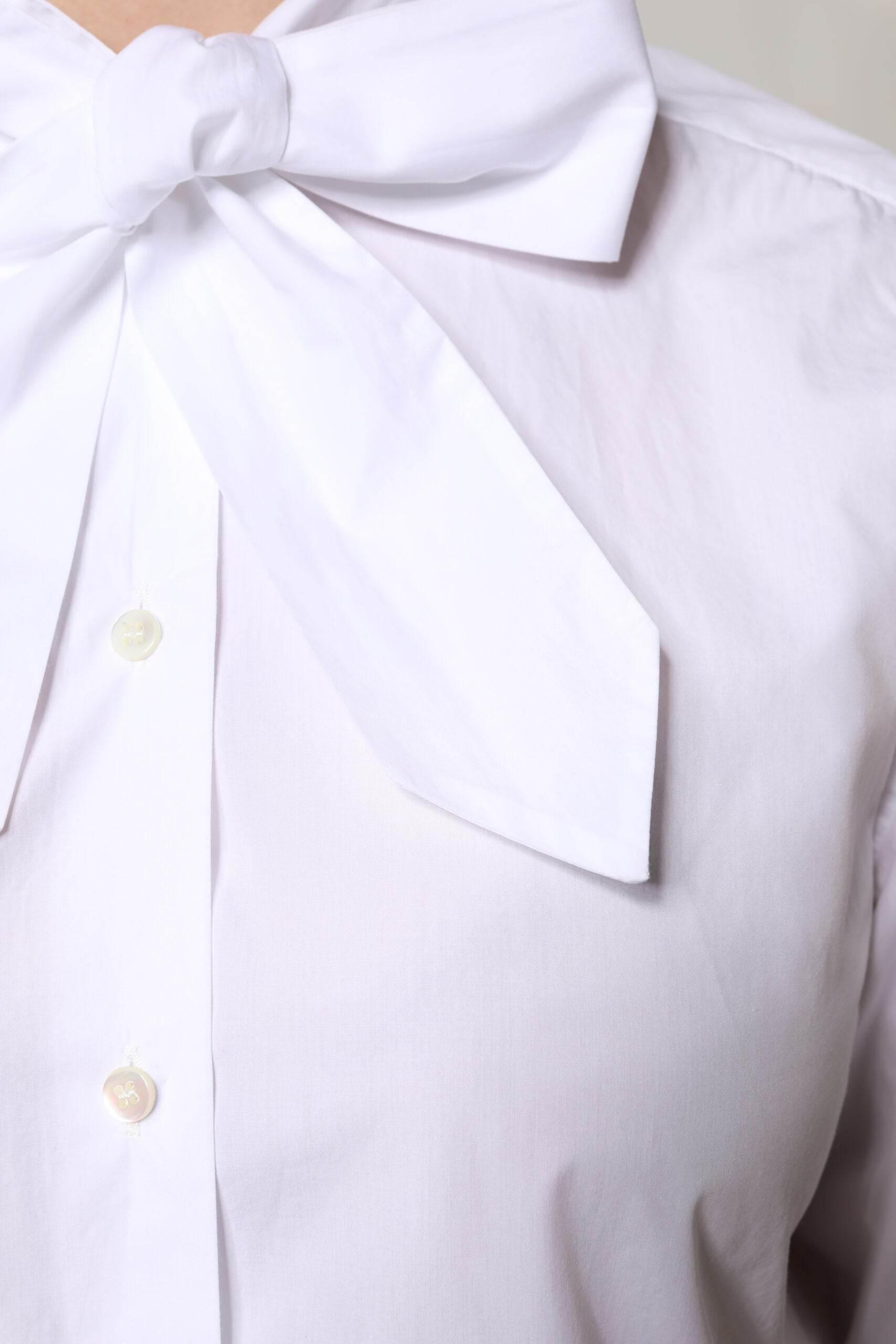 Dolce & Gabbana White Ascot Collar Long Sleeve Blouse Top - Hilstor