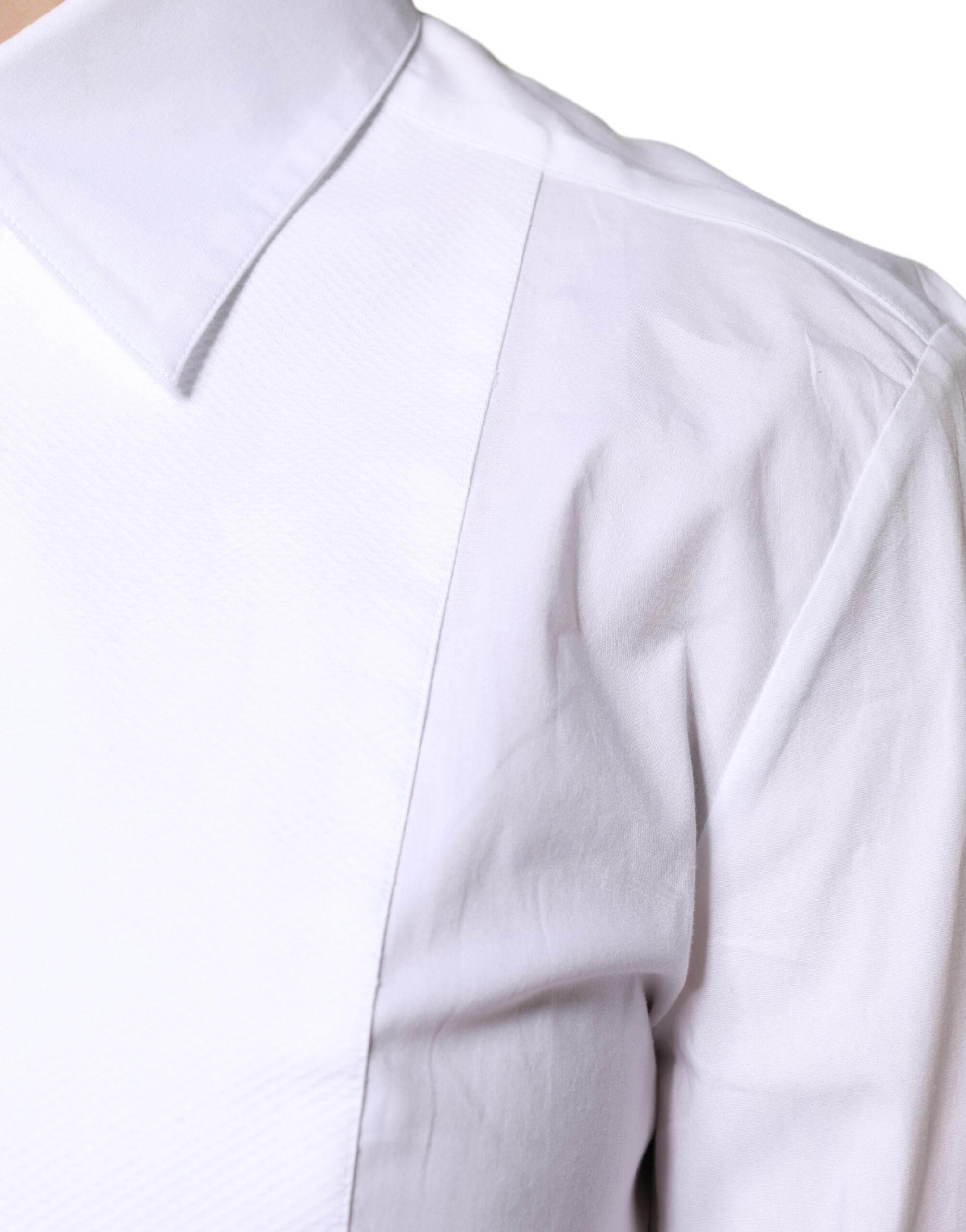 Dolce & Gabbana White Cotton Dress Collared Dress Shirt Top - Hilstor