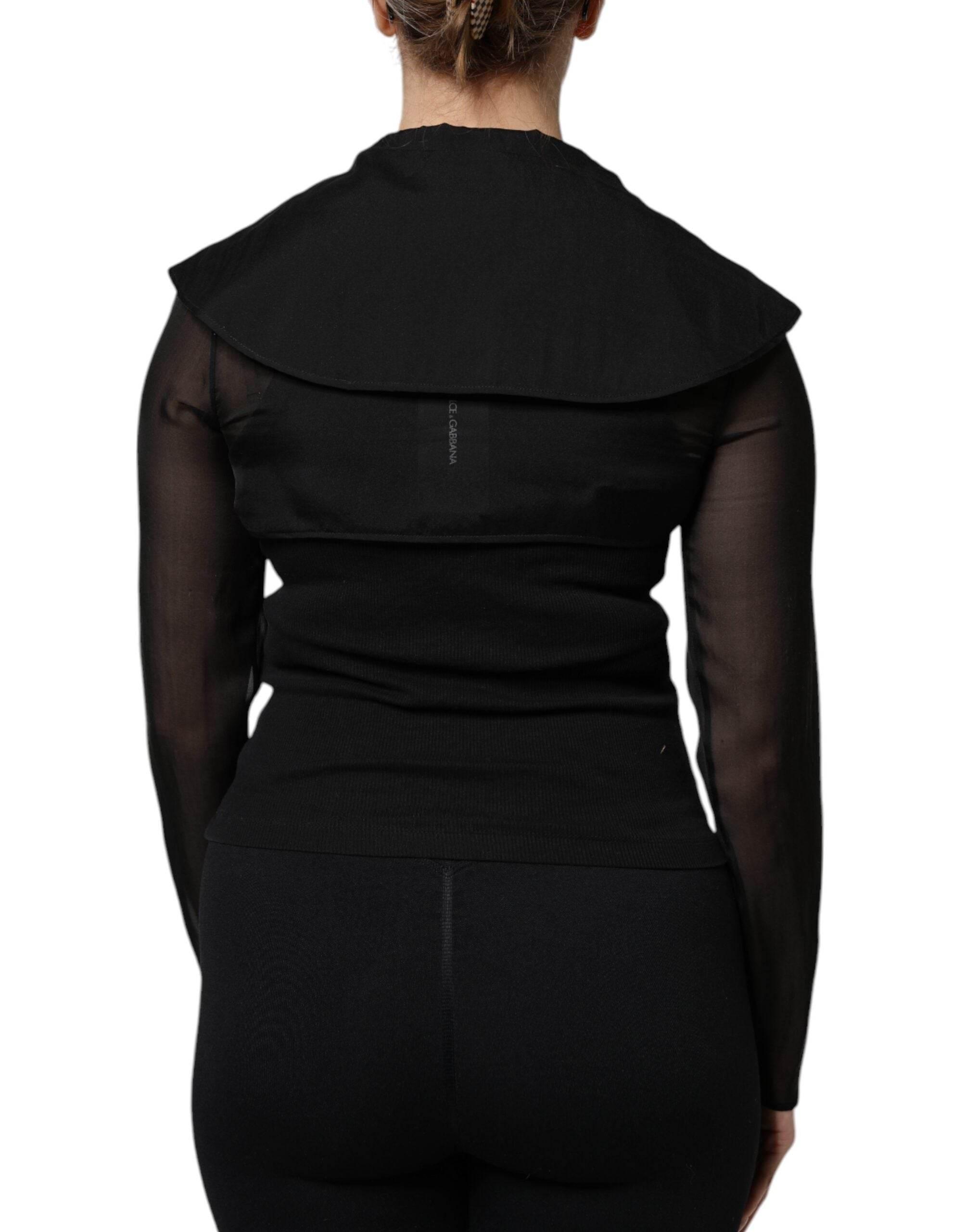 Dolce & Gabbana Black Silk Sheer Long Sleeves Blouse Top - Hilstor
