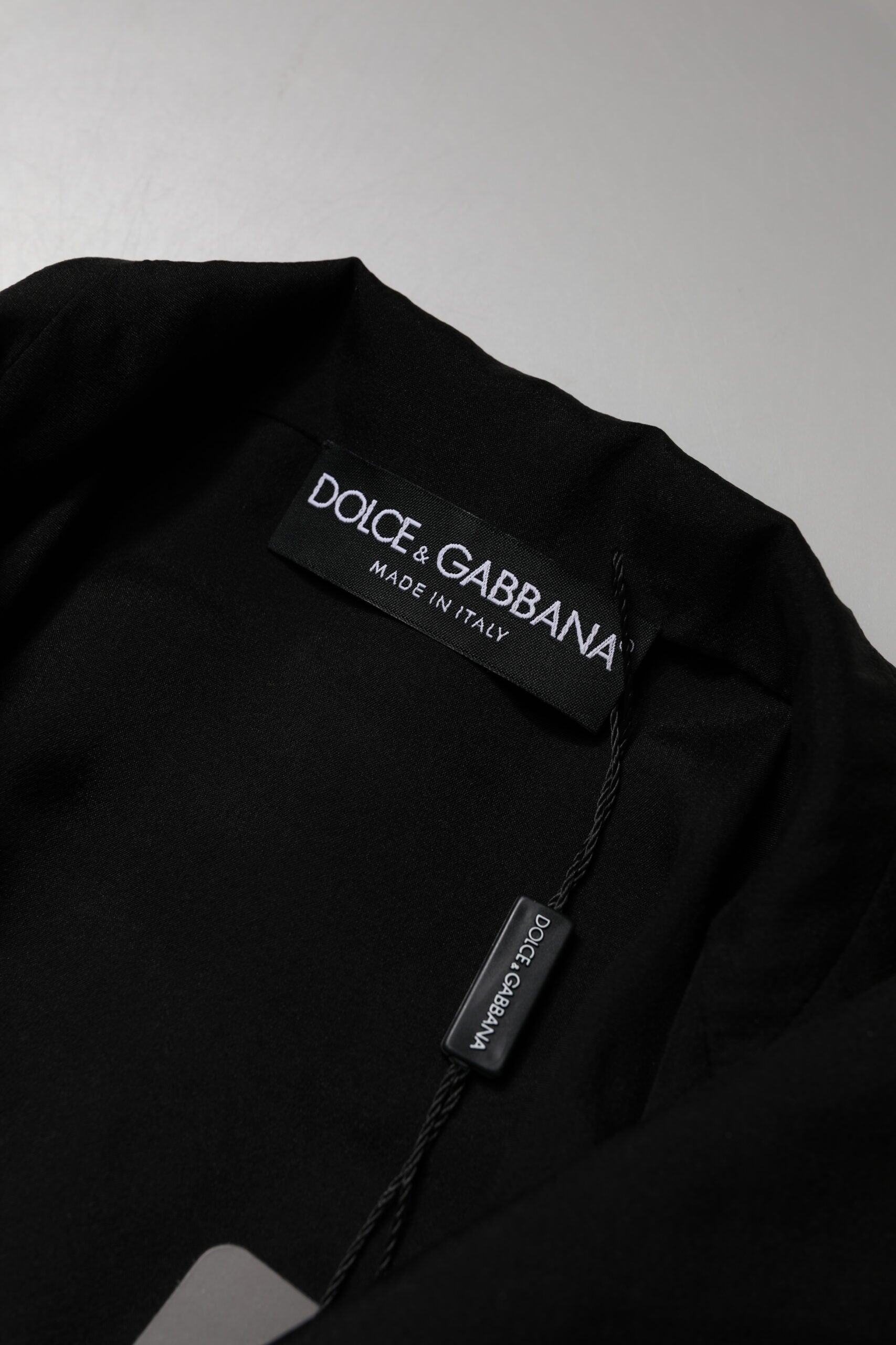 Dolce &amp; Gabbana sort silke gennemsigtig langærmet blusetop