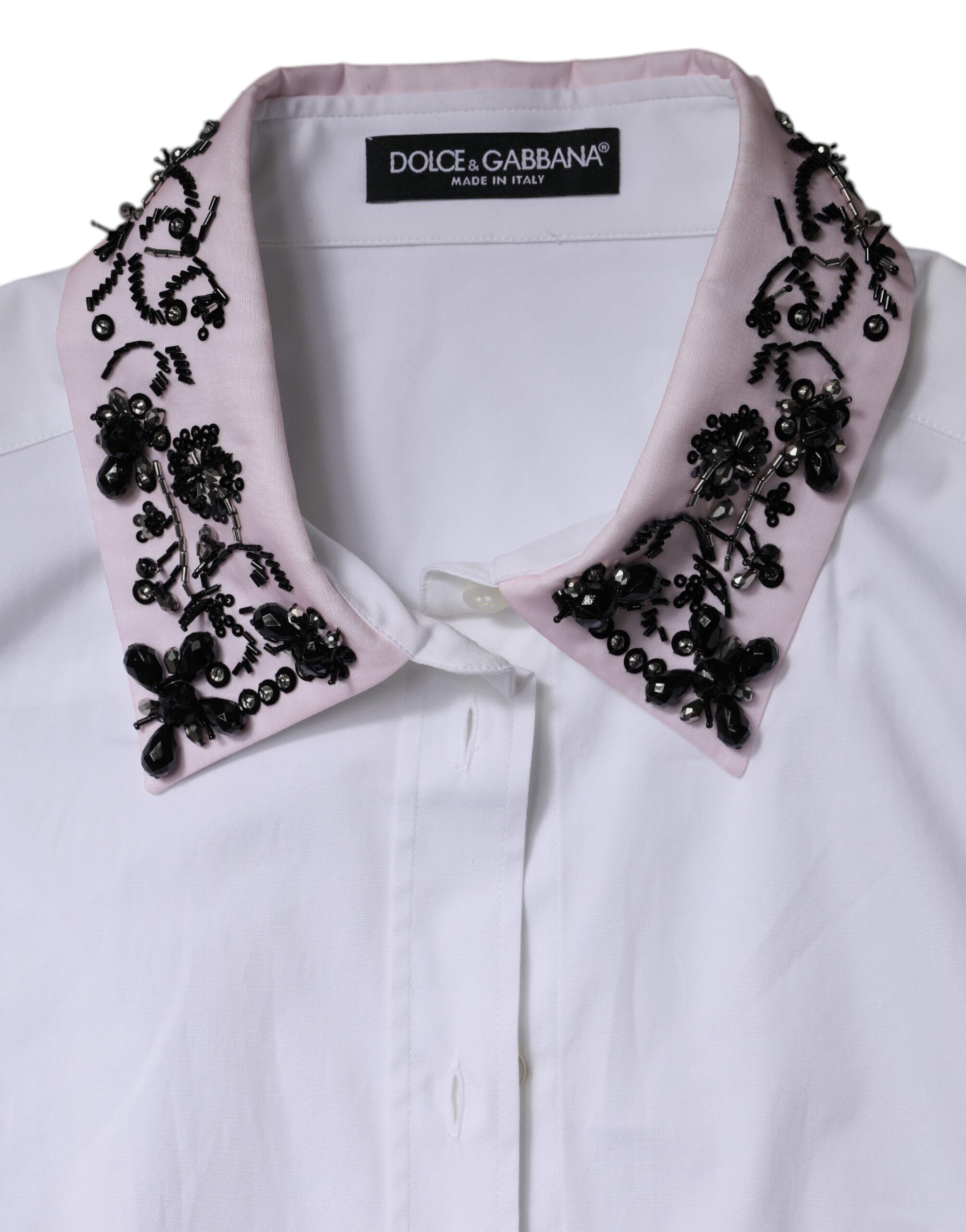 Dolce &amp; Gabbana skjortetop med hvid udsmykket krave