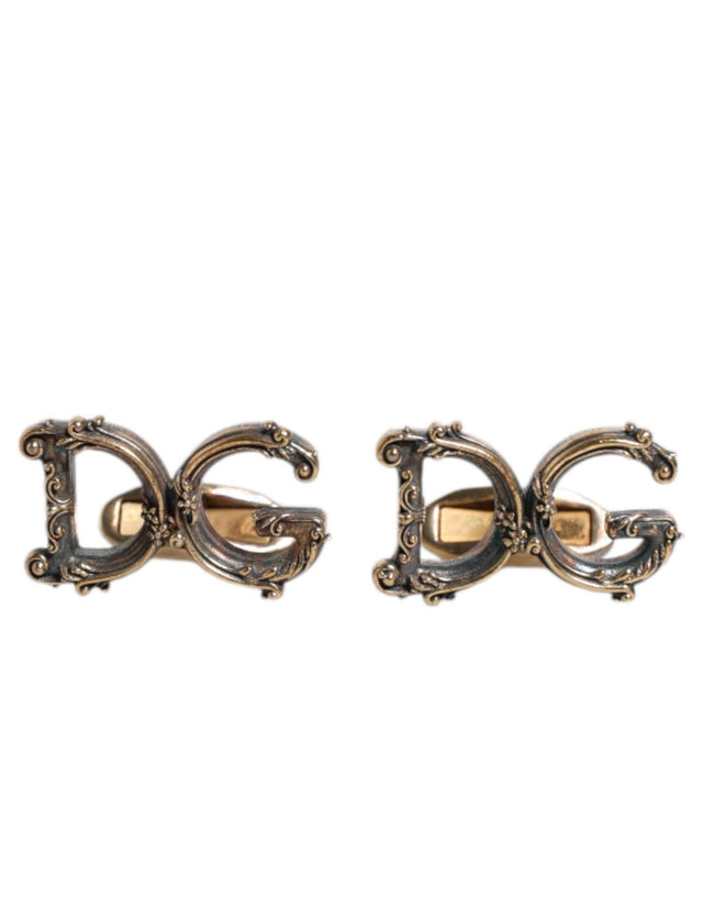 Dolce & Gabbana Gold Tone 925 Sterling Silver DG Logo Accessory Cufflink - Hilstor
