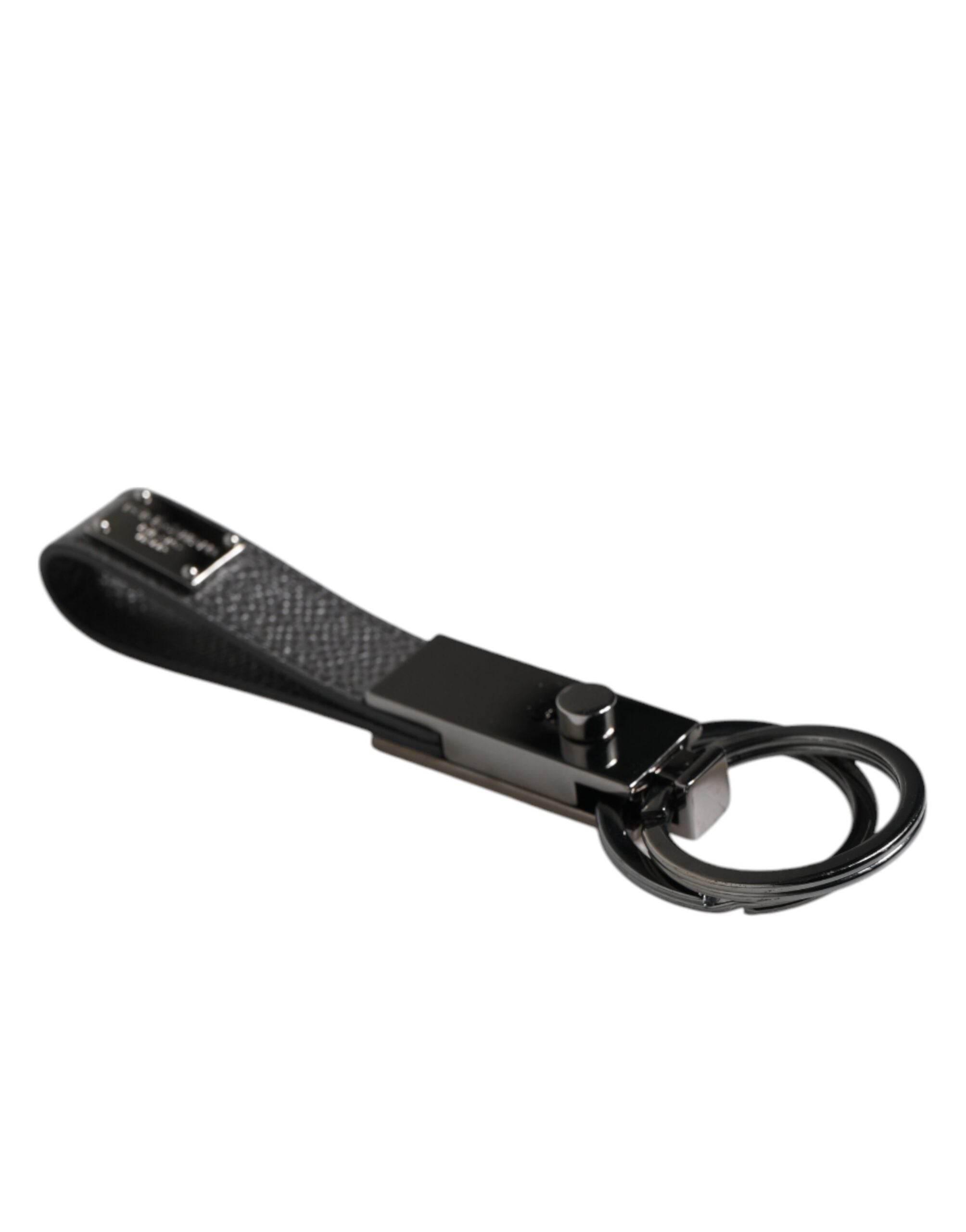 Dolce & Gabbana Brown Leather DG Plaque Double Keyring Holder Keychain - Hilstor