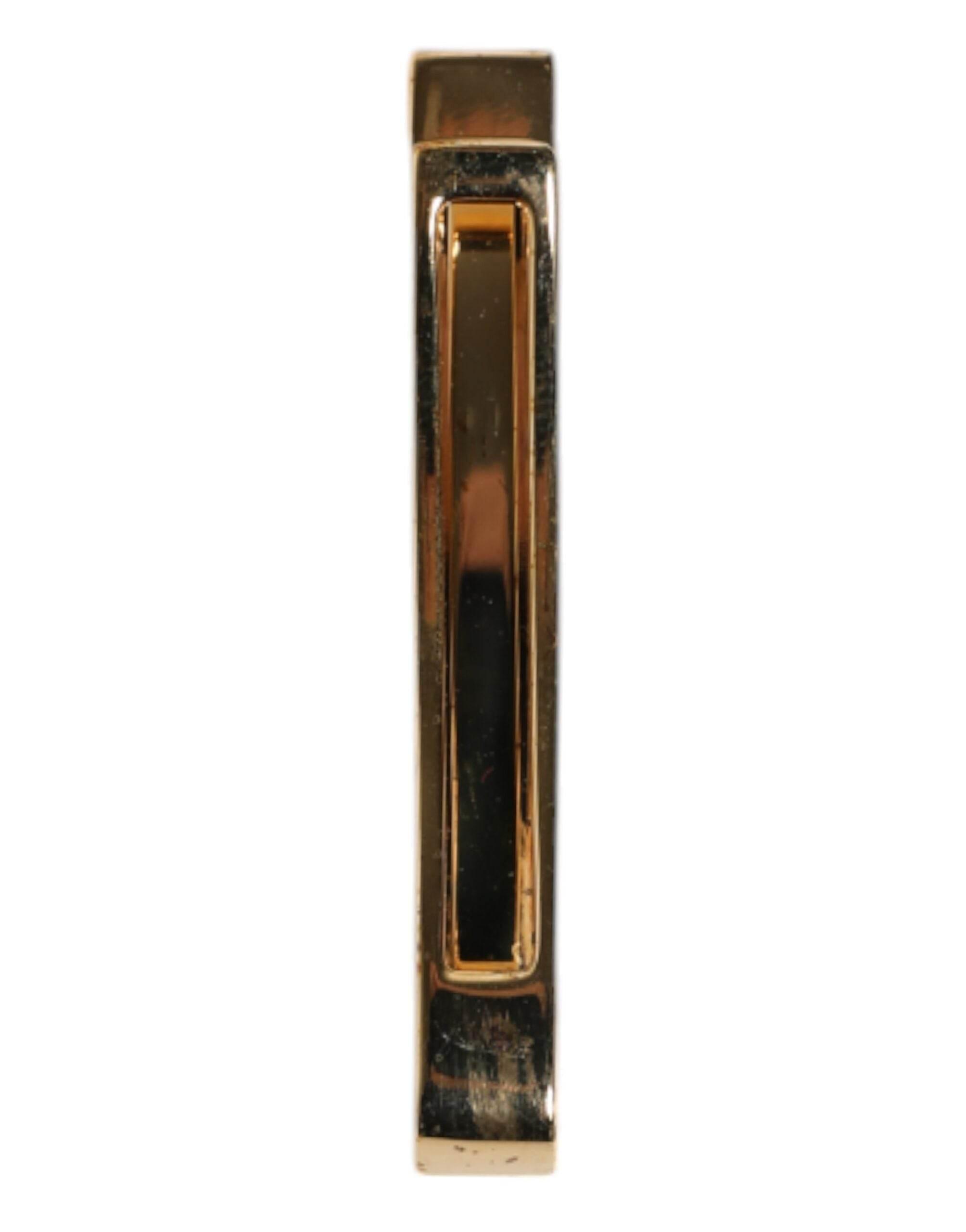 Dolce & Gabbana Gold Tone Brass Crystal Branded Accessory Tie Clip Bar - Hilstor