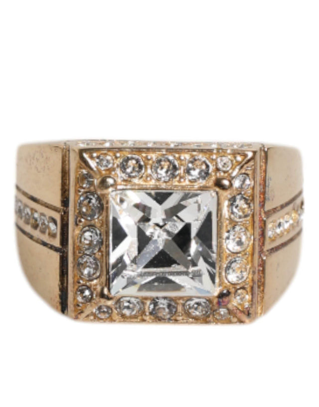 Dolce & Gabbana Gold Tone Sterling Silver 925 Crystals Ring - Hilstor
