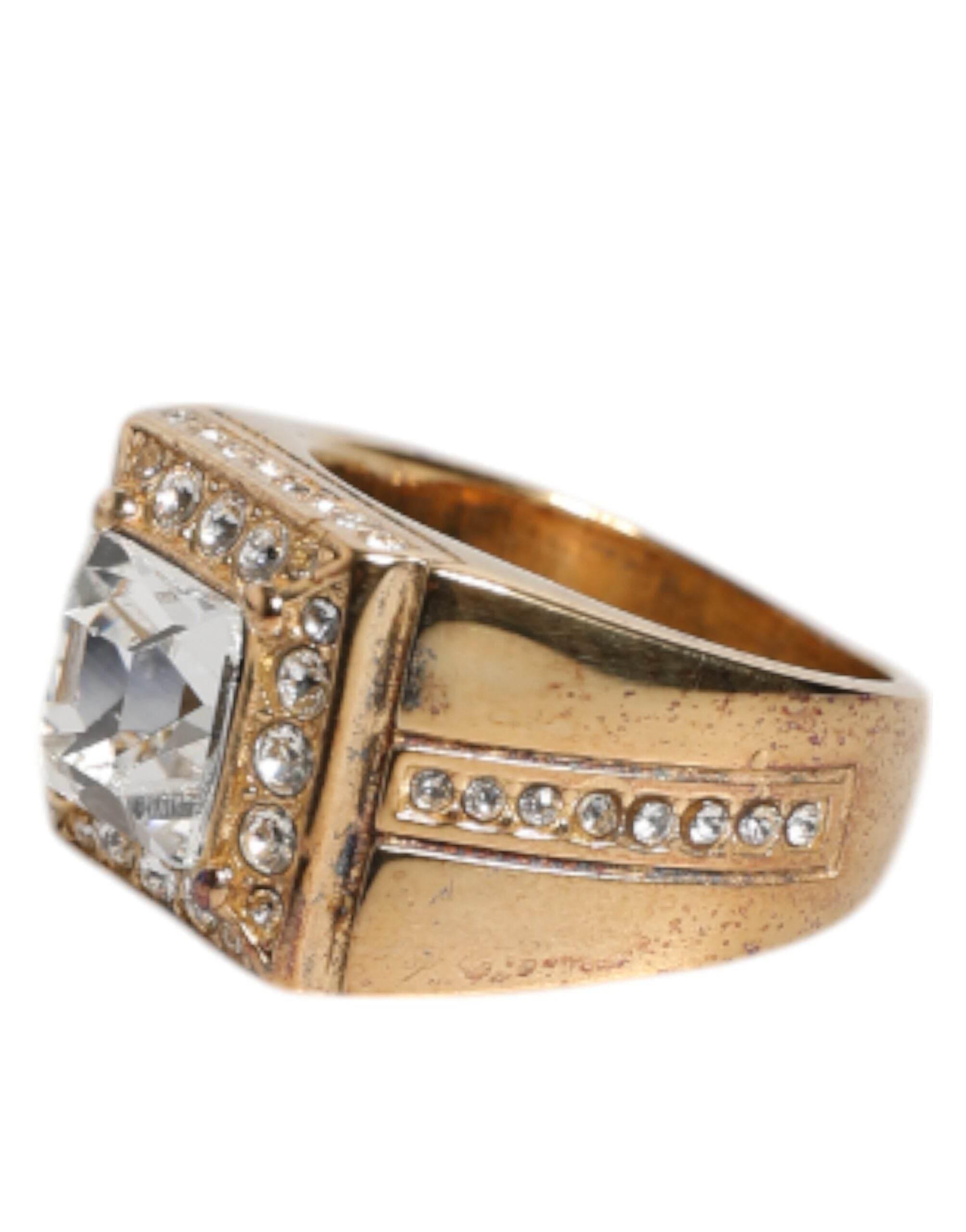 Dolce & Gabbana Gold Tone Sterling Silver 925 Crystals Ring - Hilstor