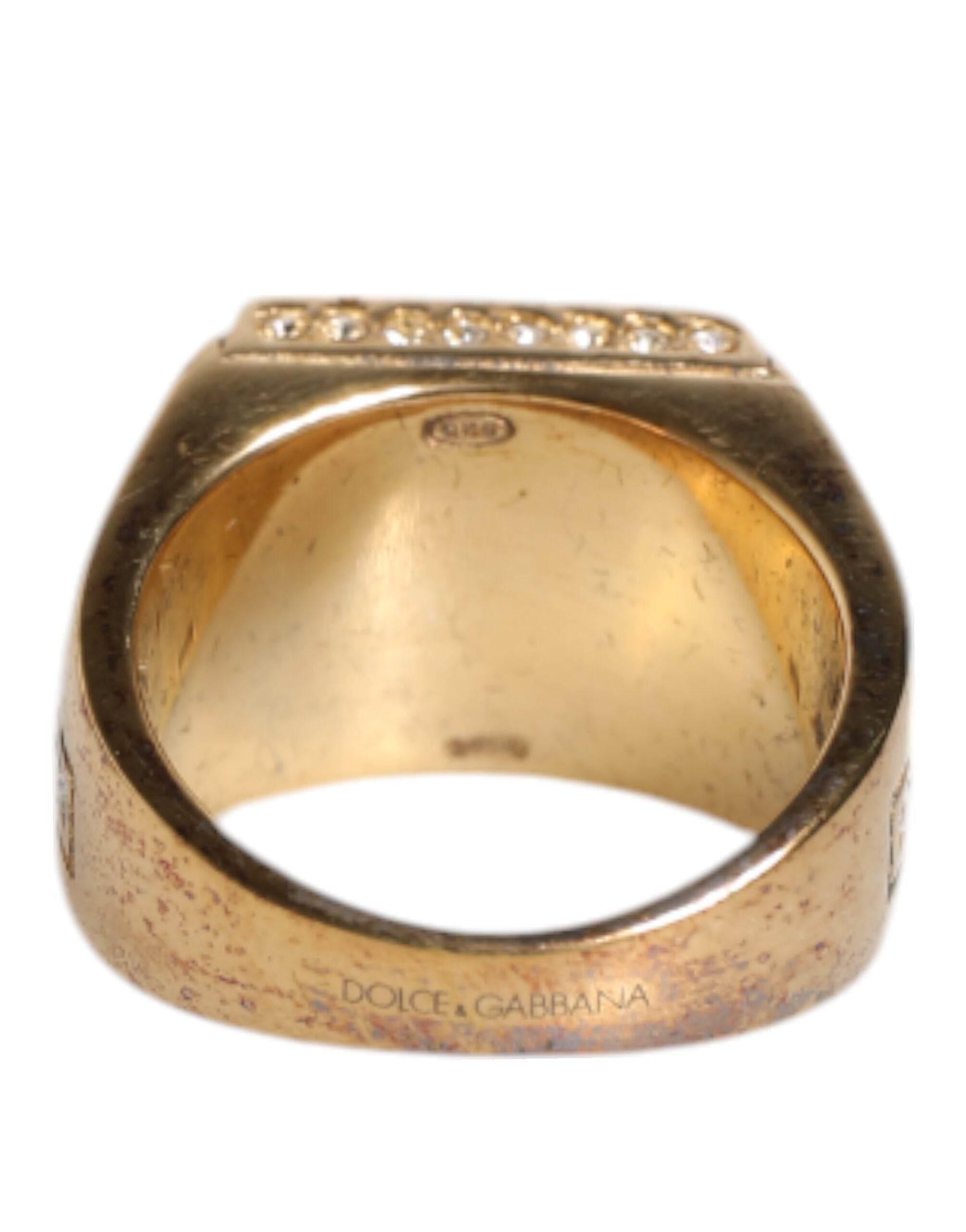 Dolce & Gabbana Gold Tone Sterling Silver 925 Crystals Ring - Hilstor