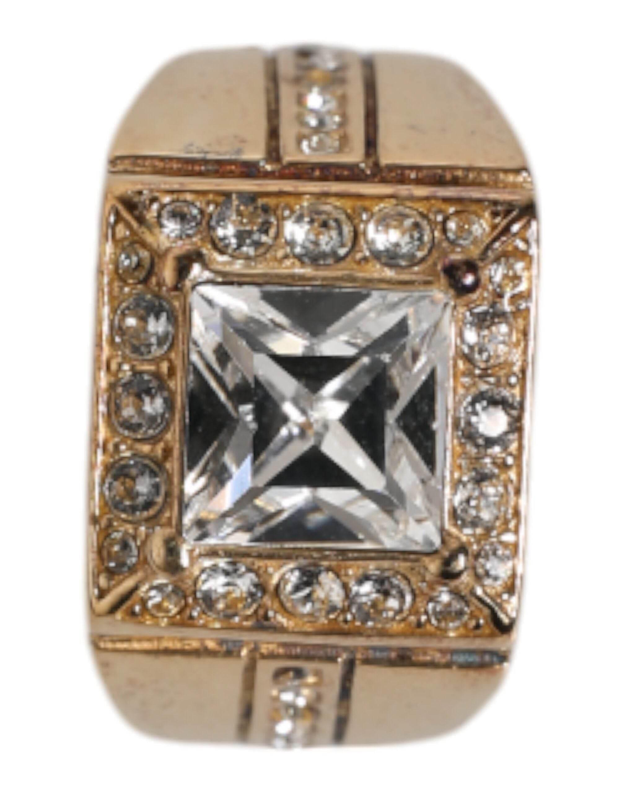 Dolce & Gabbana Gold Tone Sterling Silver 925 Crystals Ring - Hilstor