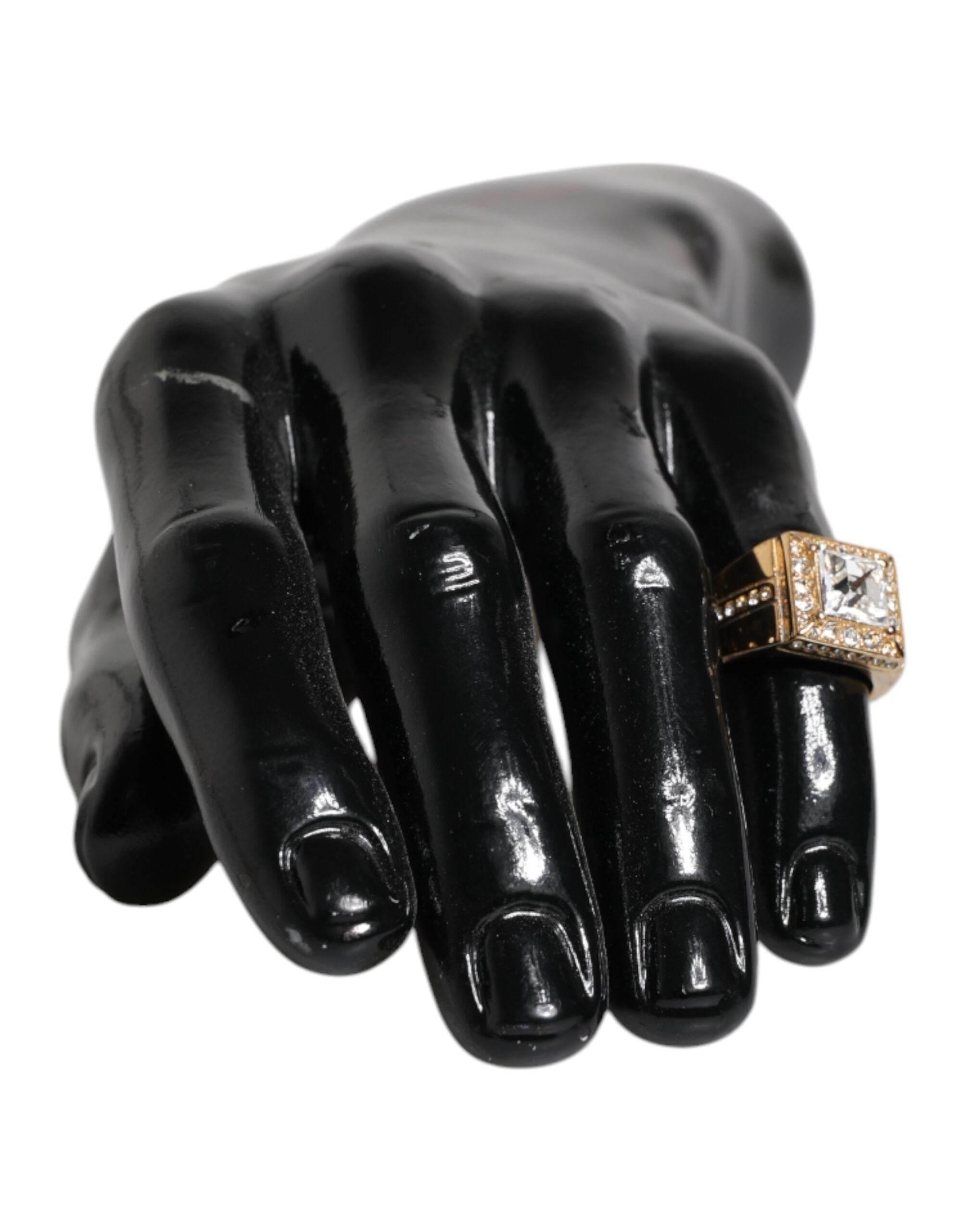 Dolce & Gabbana Gold Tone Sterling Silver 925 Crystals Ring - Hilstor