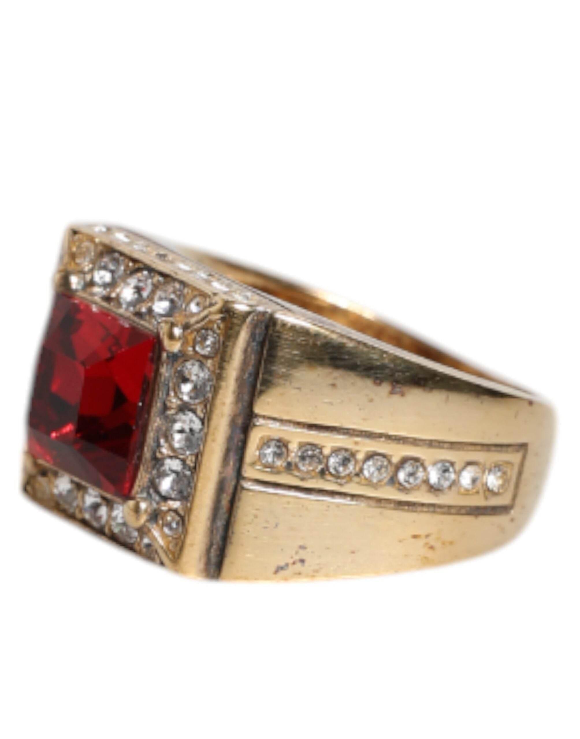 Dolce & Gabbana Gold Tone Sterling Silver 925 Crystals Ring - Hilstor
