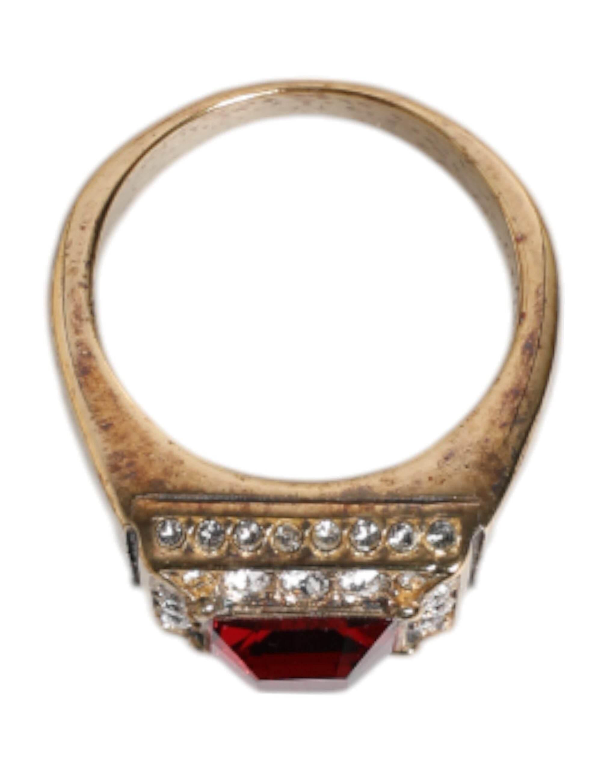 Dolce & Gabbana Gold Tone Sterling Silver 925 Crystals Ring - Hilstor
