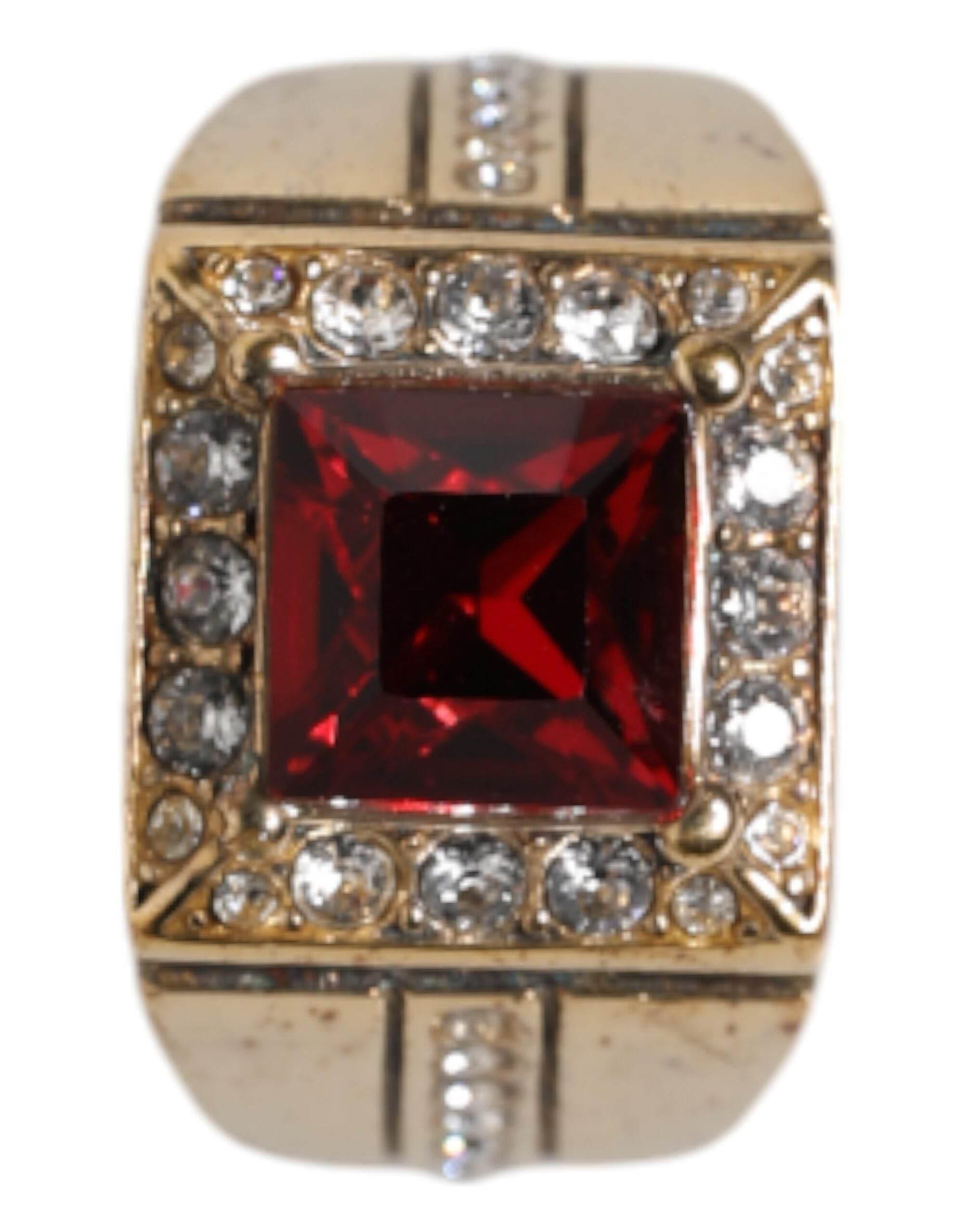 Dolce & Gabbana Gold Tone Sterling Silver 925 Crystals Ring - Hilstor