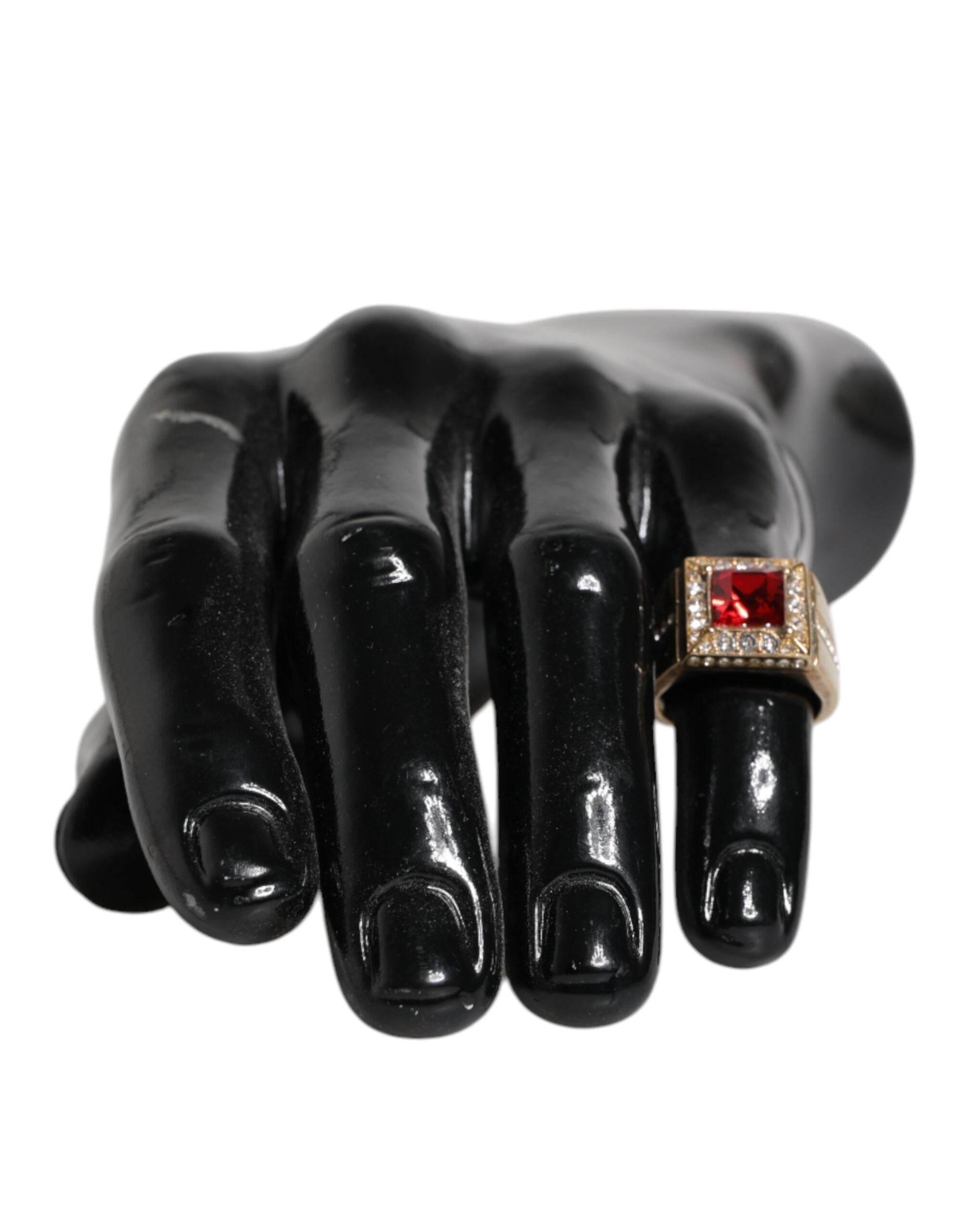 Dolce & Gabbana Gold Tone Sterling Silver 925 Crystals Ring - Hilstor