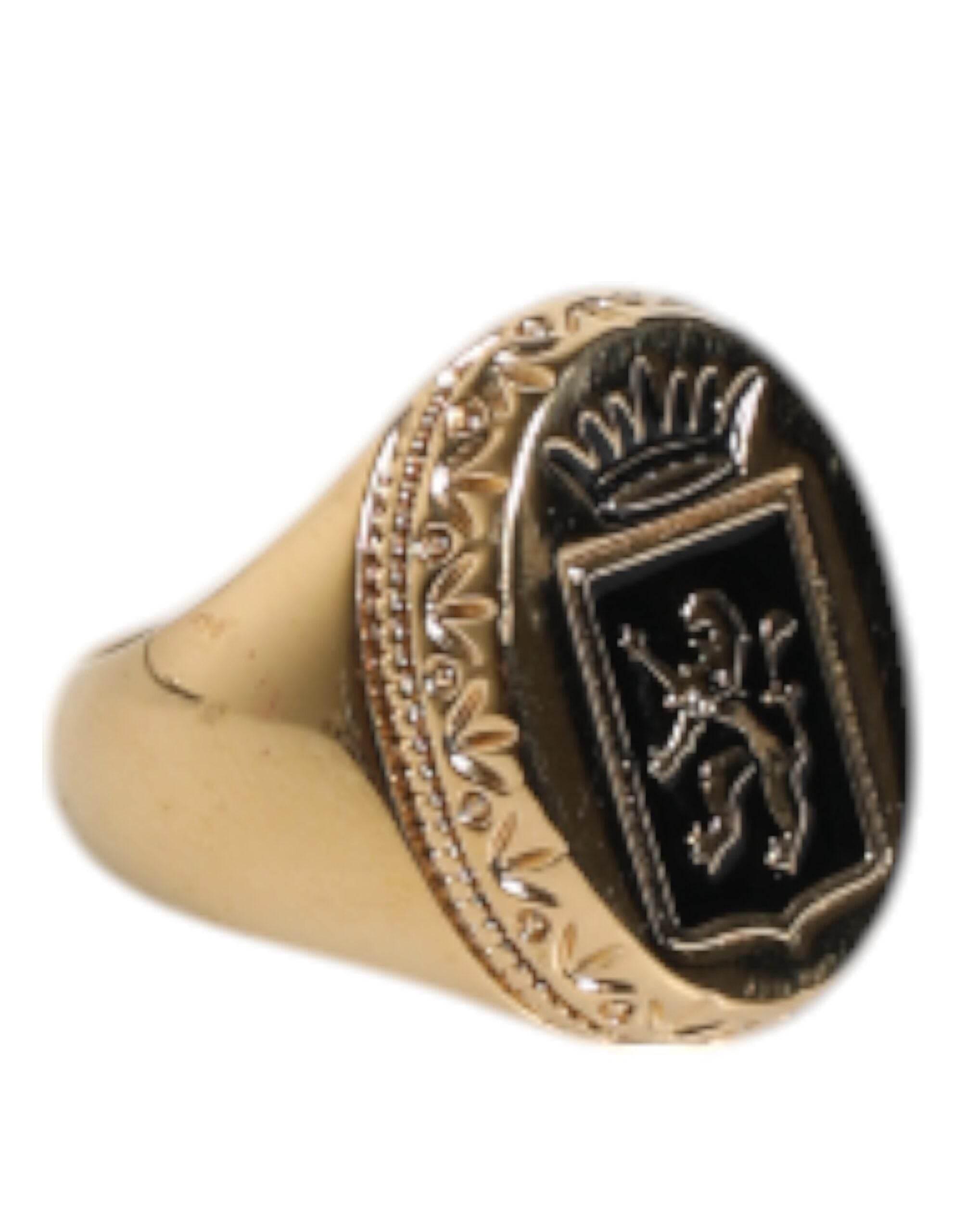 Dolce & Gabbana Gold Tone Engraved Logo Two Color Jewelry Ring - Hilstor