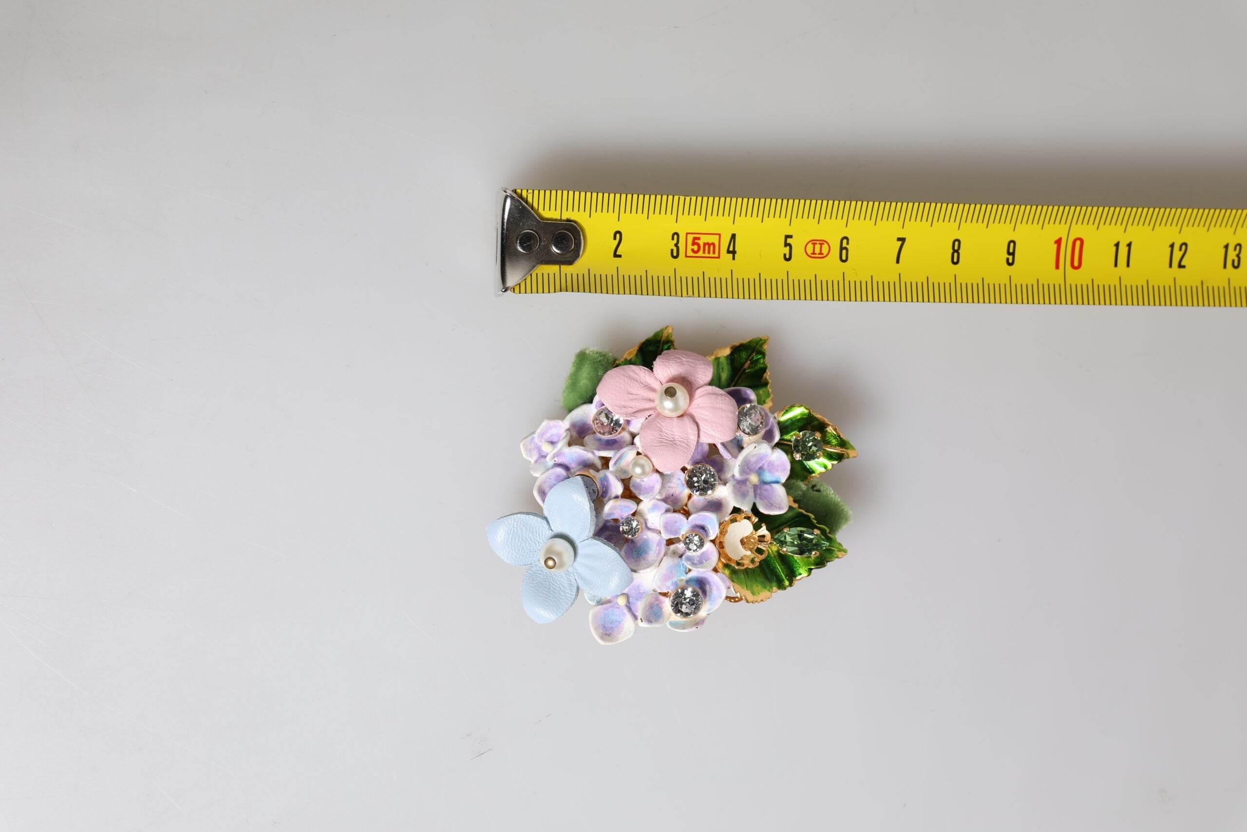 Dolce & Gabbana Multicolor Floral Crystals Pearls Enamel Accents Brooch - Hilstor
