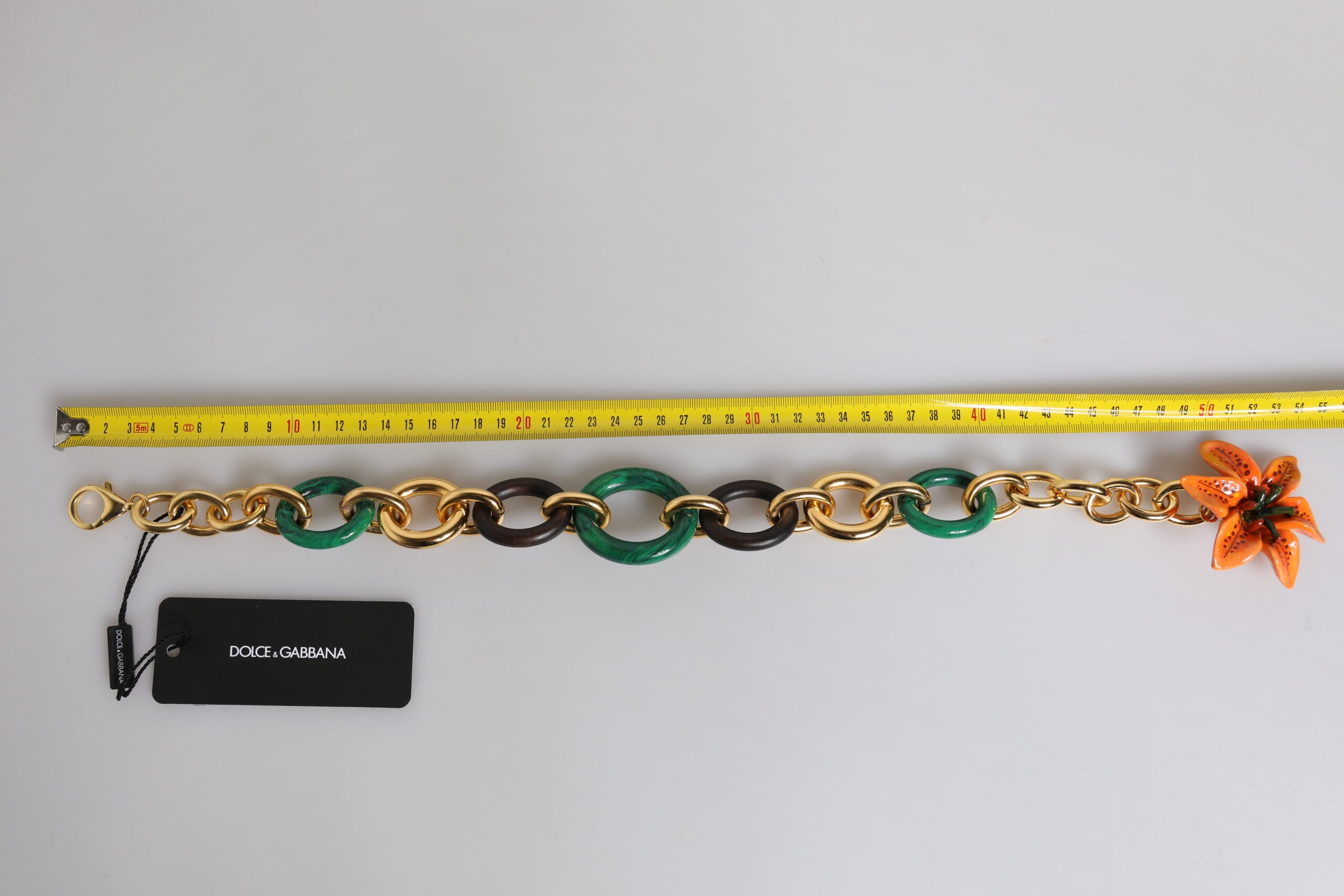 Dolce &amp; Gabbana Halsband med flerfärgat guldfärgat mässingsmönster, orange lilja och blommigt kedja