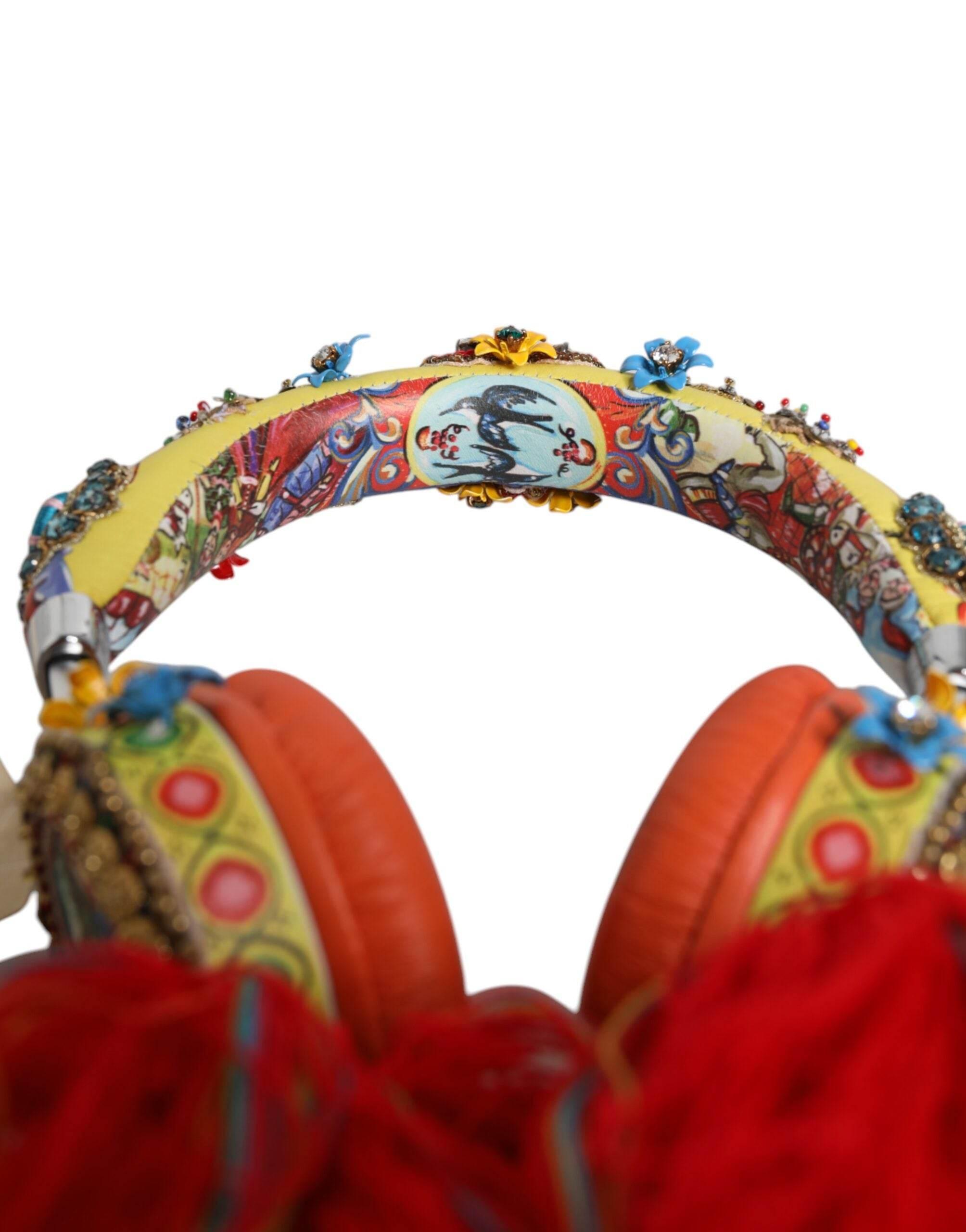 Dolce & Gabbana Multicolor Whimsical Tasseled Crystal Headset Headphones - Hilstor