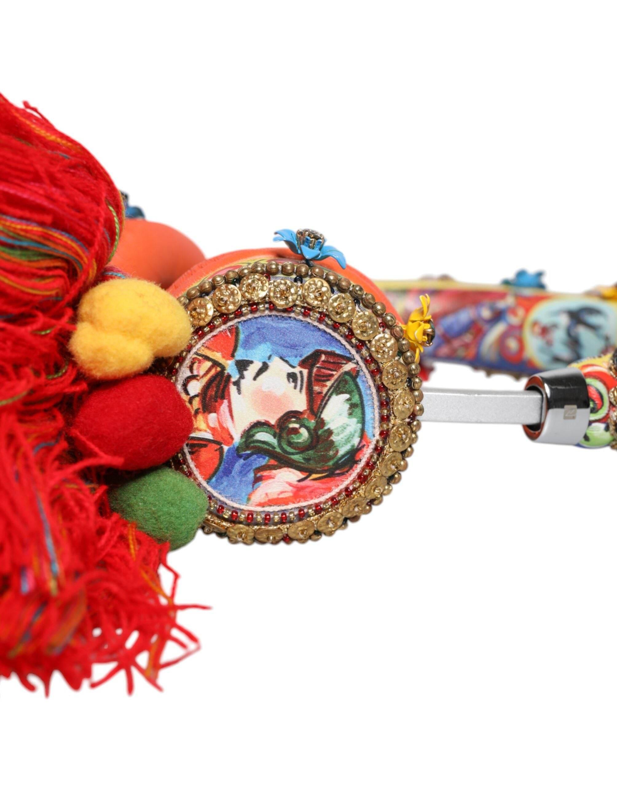 Dolce & Gabbana Multicolor Whimsical Tasseled Crystal Headset Headphones - Hilstor