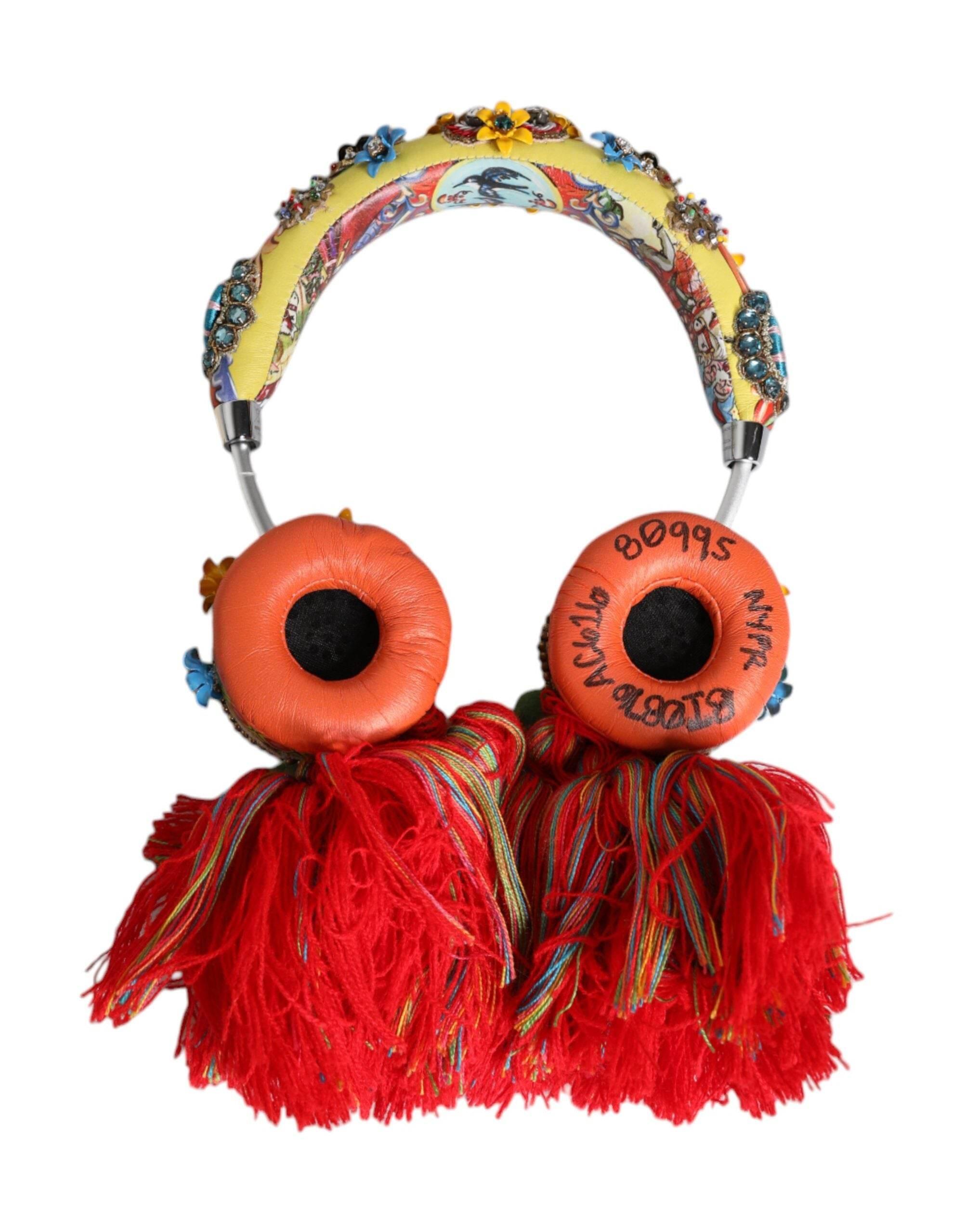 Dolce & Gabbana Multicolor Whimsical Tasseled Crystal Headset Headphones - Hilstor