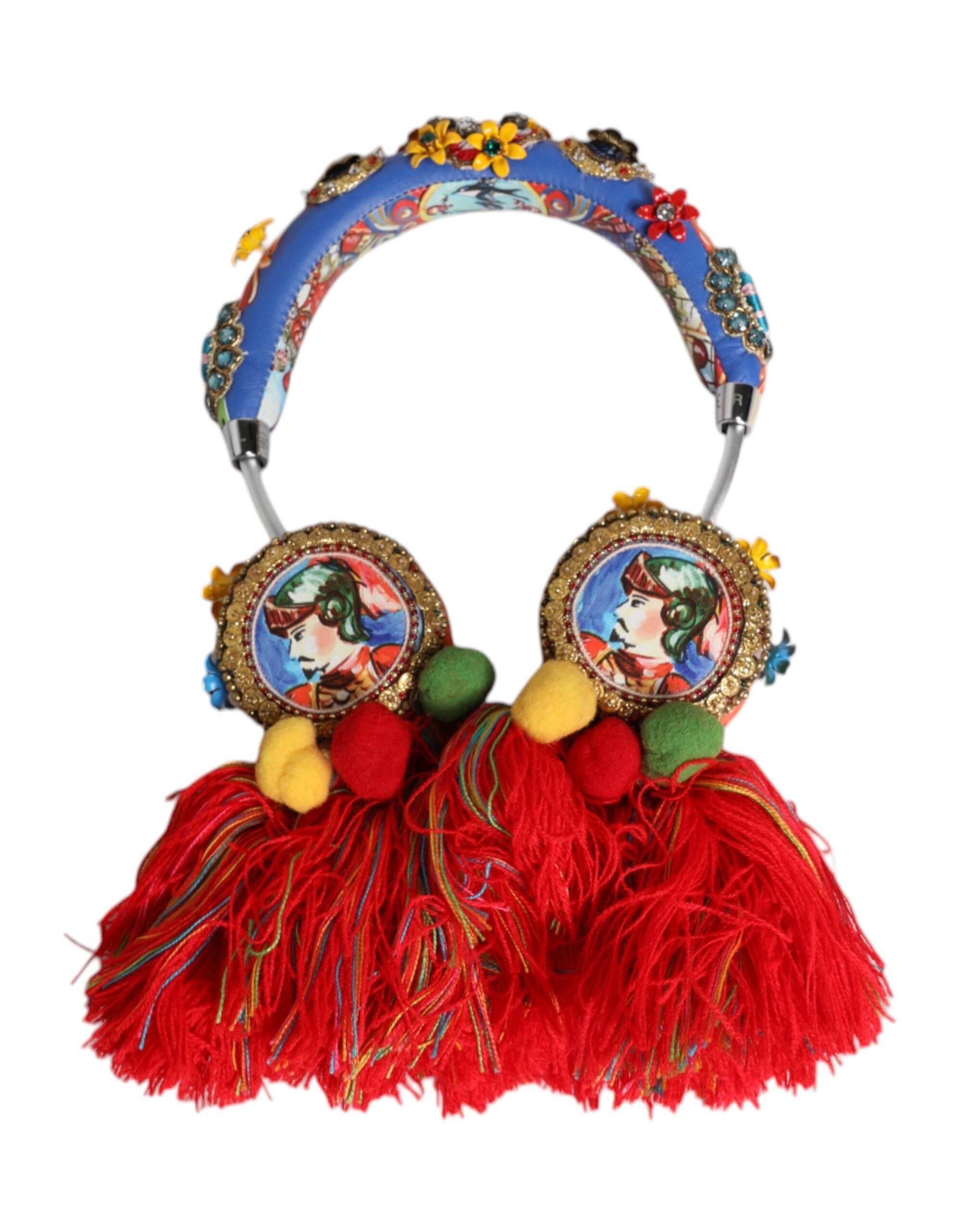 Dolce & Gabbana Multicolor Whimsical Tasseled Crystal Headset Headphones - Hilstor