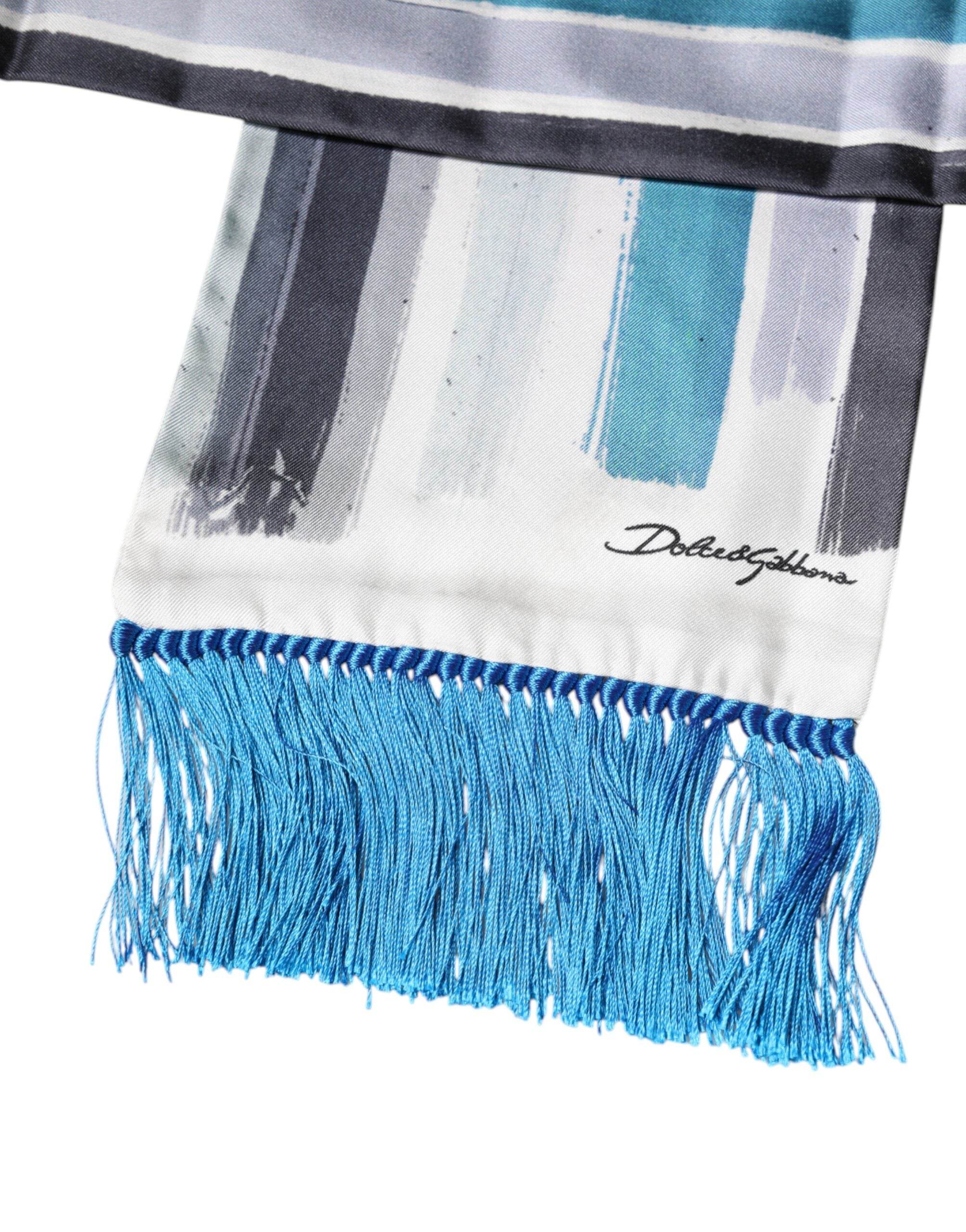 Dolce & Gabbana Multicolor Stripes Silk Fringes Neck Foulard Scarf - Hilstor