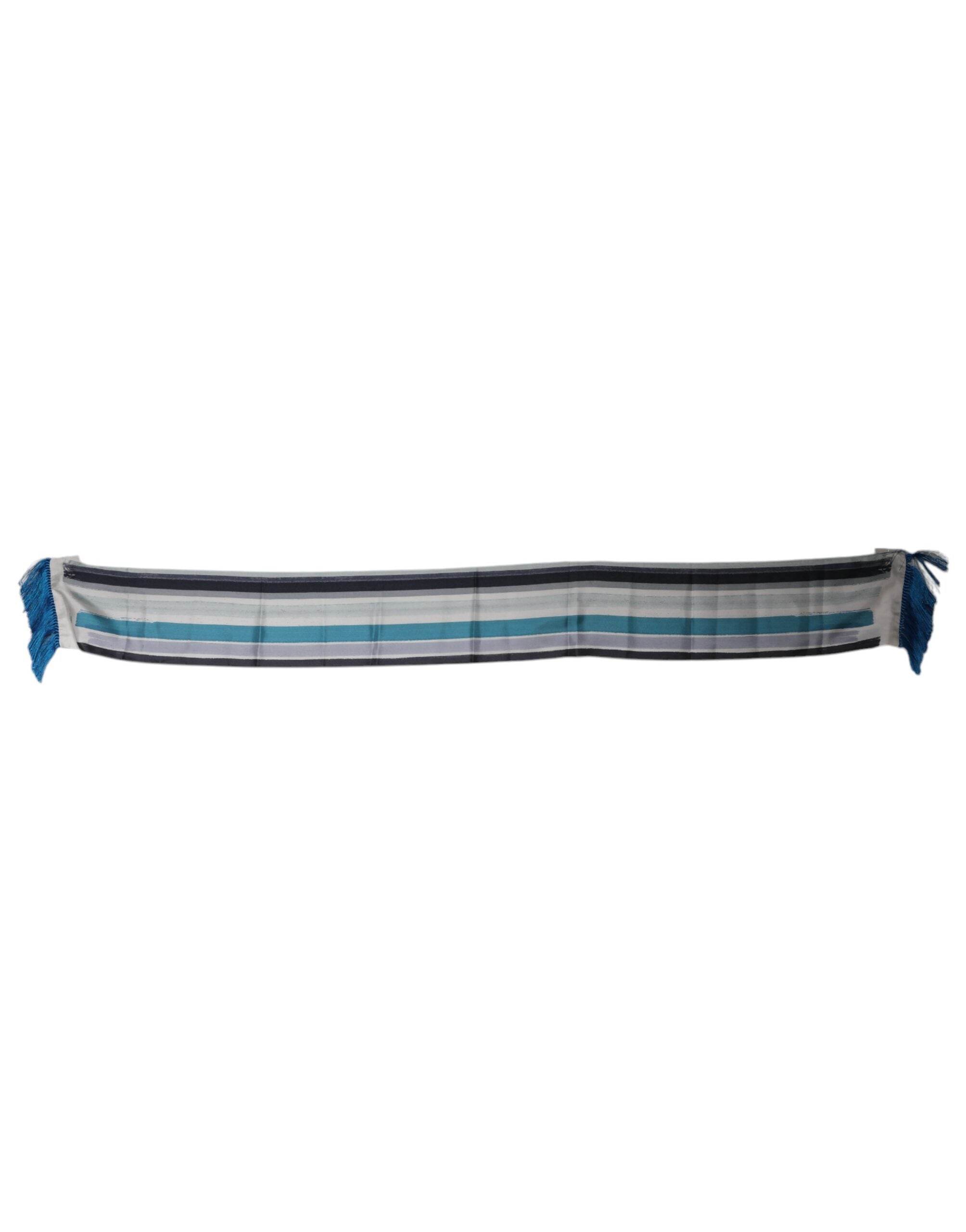 Dolce & Gabbana Multicolor Stripes Silk Fringes Neck Foulard Scarf - Hilstor