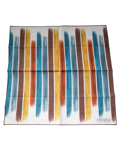Dolce & Gabbana Multicolor Stripes Cotton Square Foulard Scarf - Hilstor