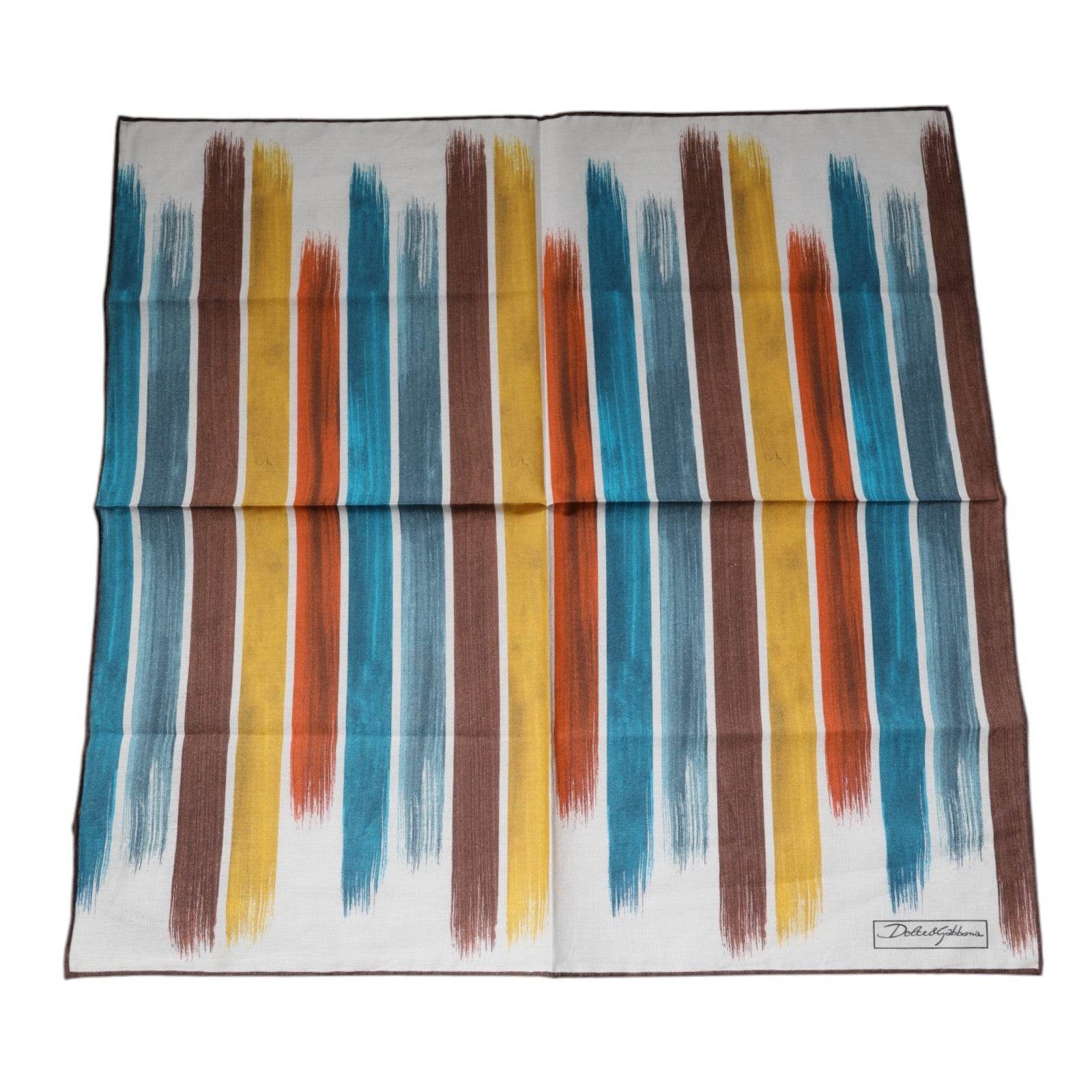 Dolce & Gabbana Multicolor Stripes Cotton Square Foulard Scarf - Hilstor