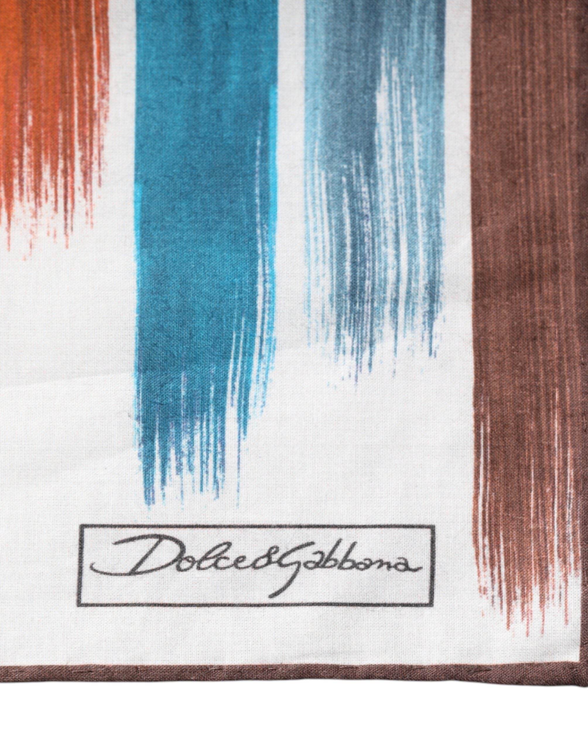 Dolce & Gabbana Multicolor Stripes Cotton Square Foulard Scarf - Hilstor