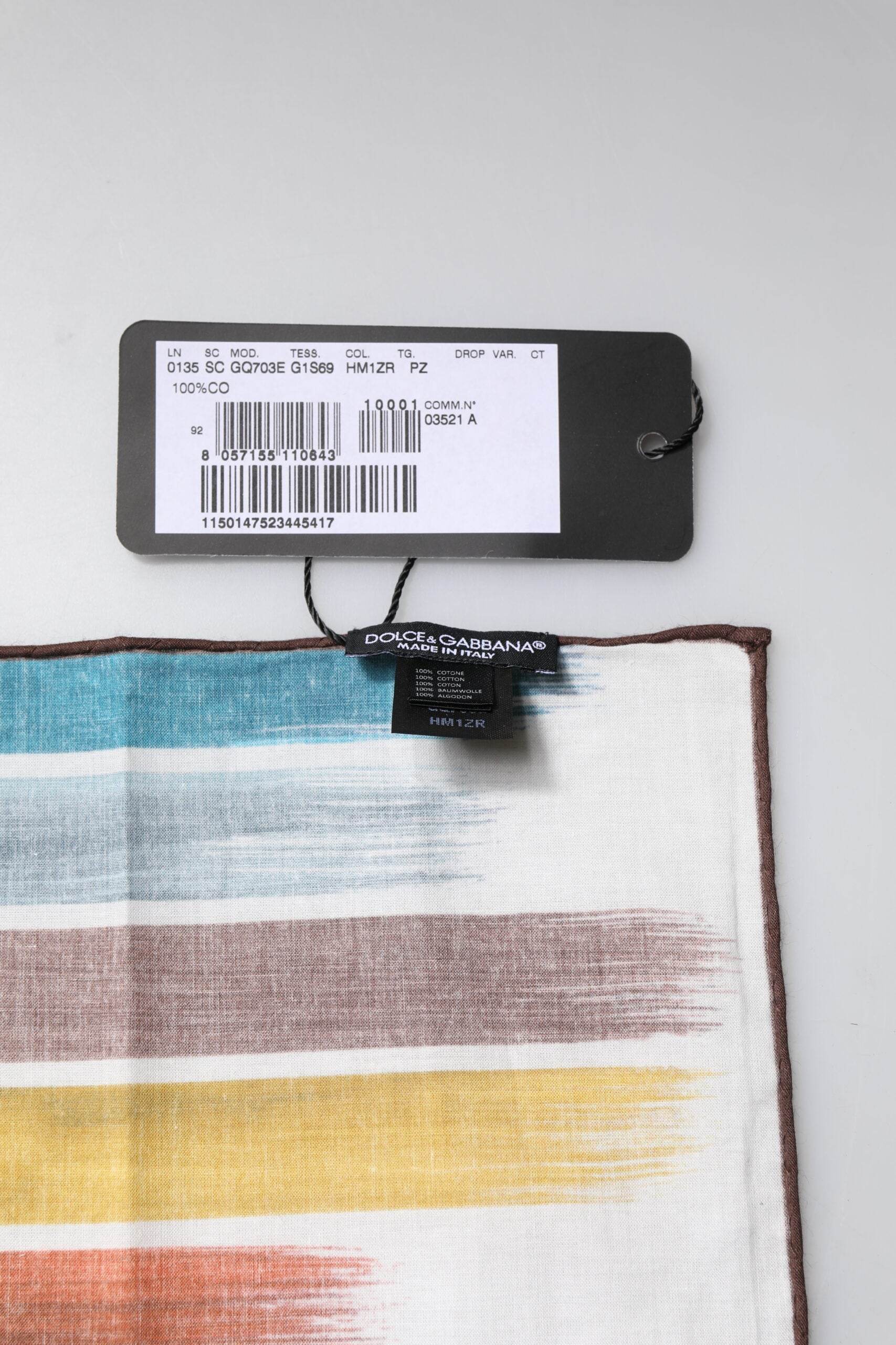 Dolce & Gabbana Multicolor Stripes Cotton Square Foulard Scarf - Hilstor