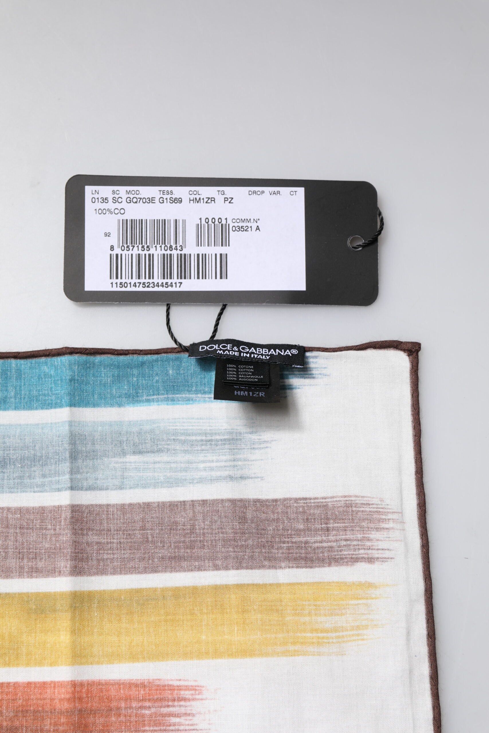Dolce &amp; Gabbana Multicolor Stripes Firkantet Foulard-tørklæde i bomuld