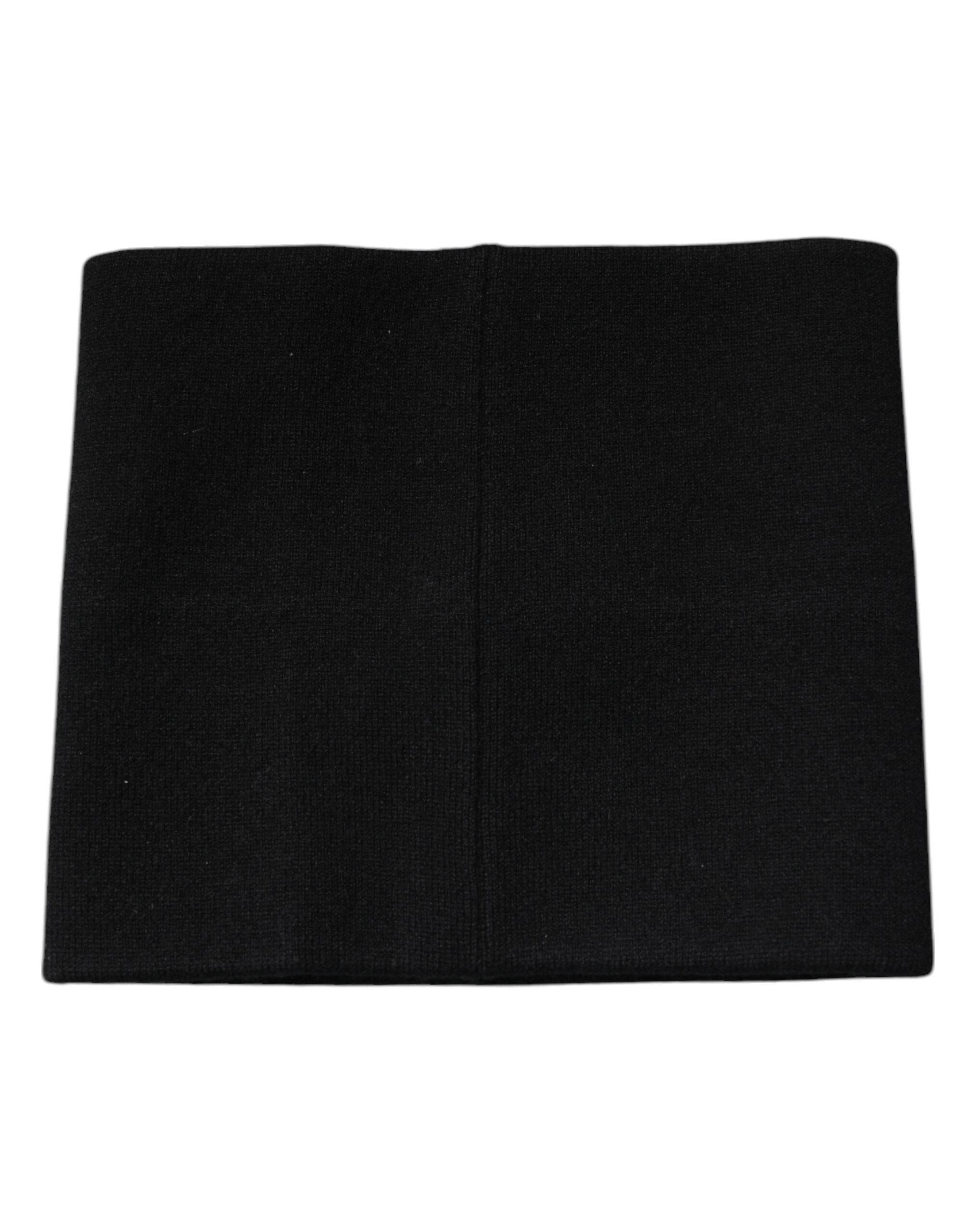 Dolce & Gabbana Black Cashmere Knitted Square Handkerchief Scarf - Hilstor