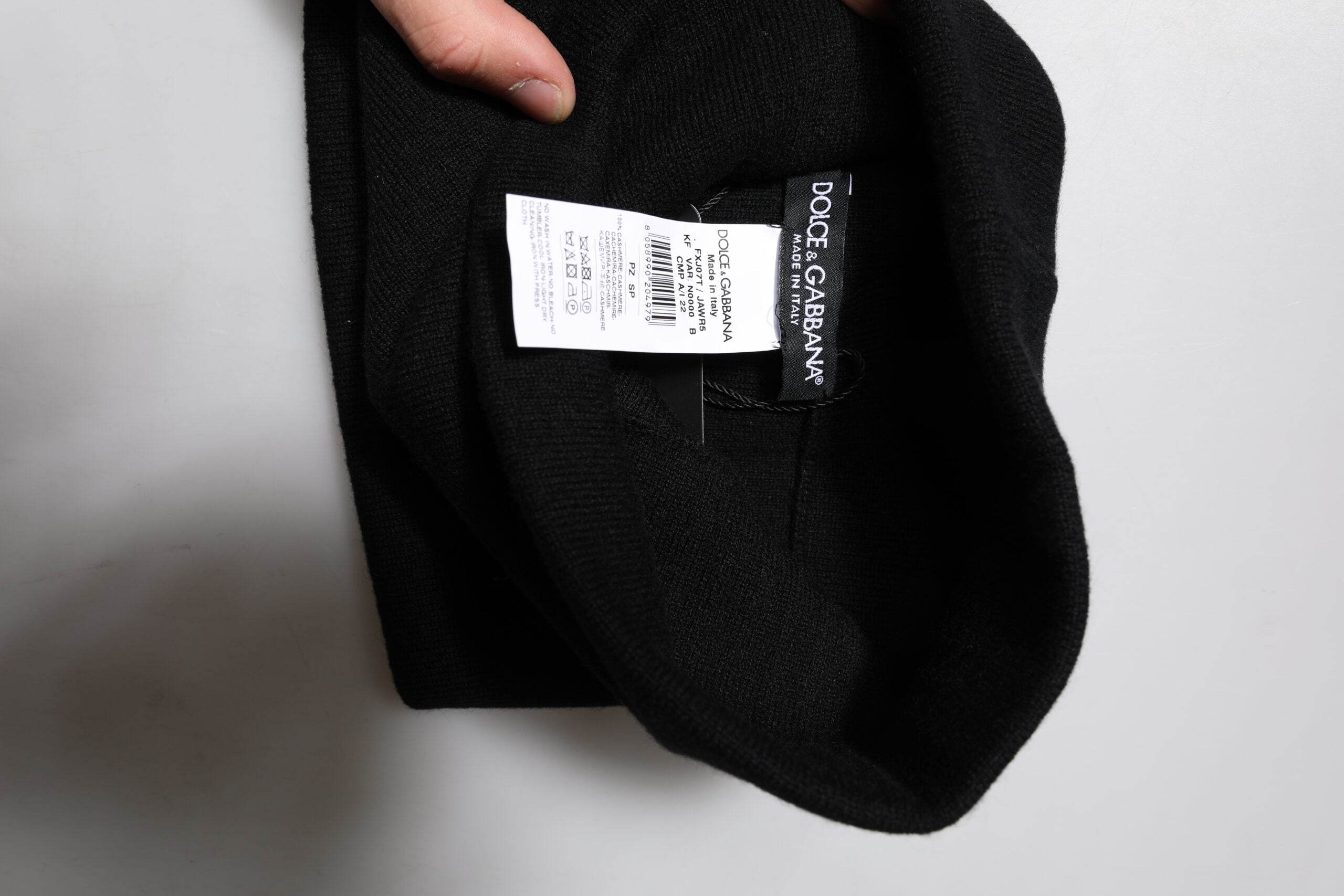 Dolce & Gabbana Black Cashmere Knitted Square Handkerchief Scarf - Hilstor