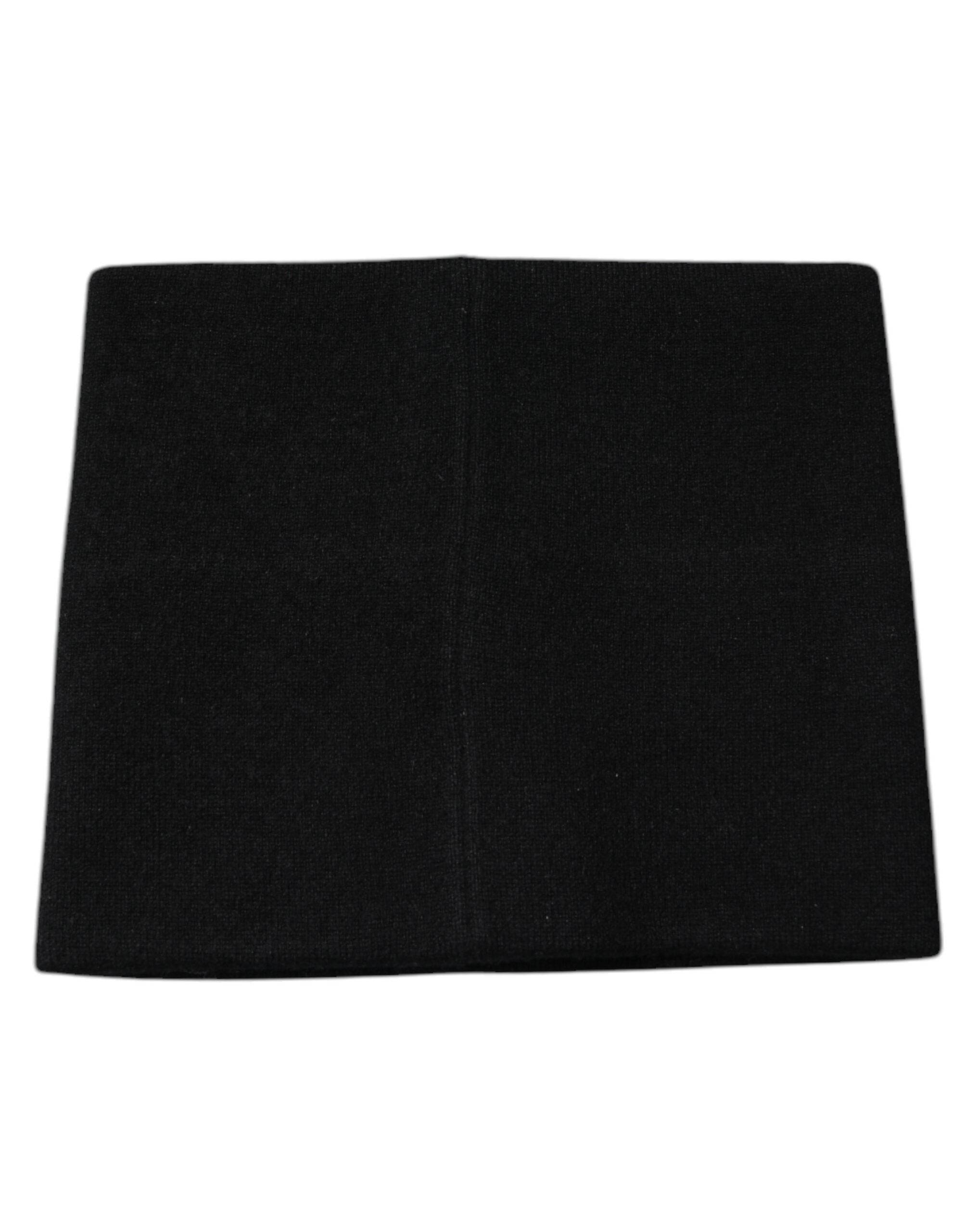 Dolce & Gabbana Black Cashmere DG Logo Square Handkerchief Scarf - Hilstor