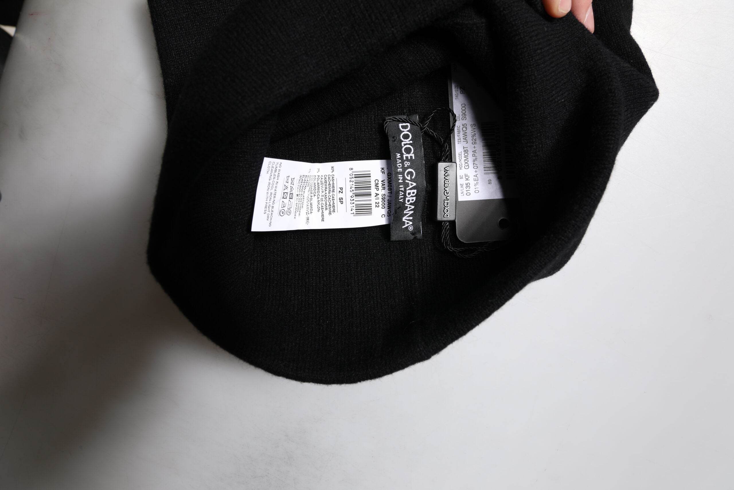 Dolce & Gabbana Black Cashmere DG Logo Square Handkerchief Scarf - Hilstor
