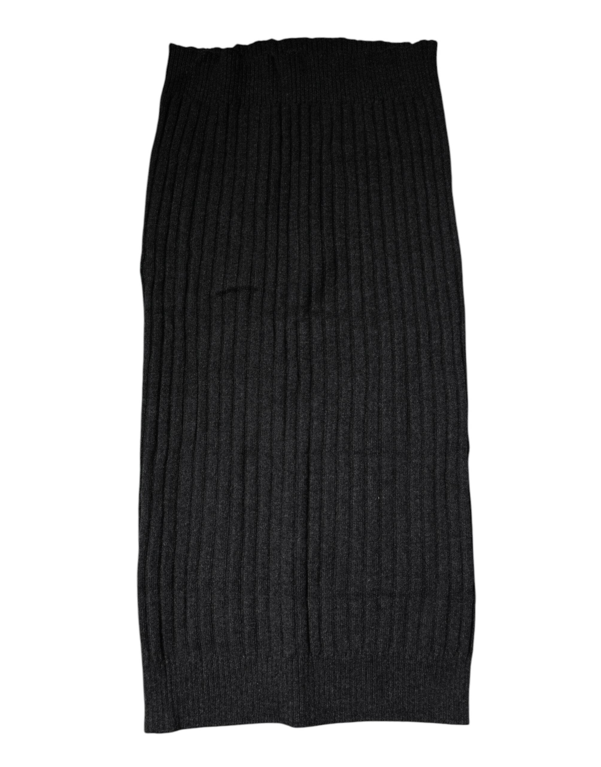 Dolce & Gabbana Black Cashmere Knitted Neck Warmer Foulard Scarf - Hilstor